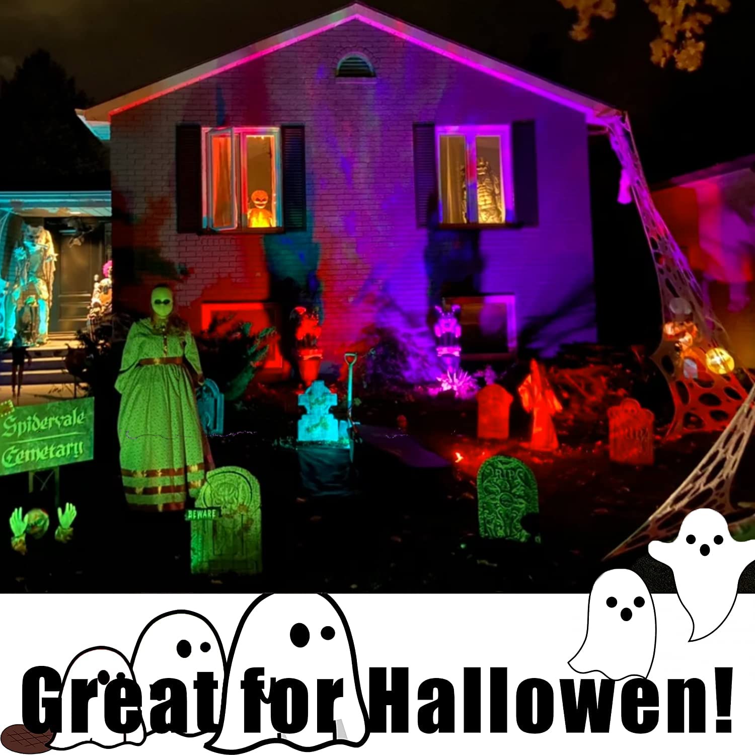 Aponuo Christmas Solar Spot Lights Outdoor Color Changing,2 Colors Modes Metal Solar Landscape Lighting Rgb Spotlights Waterproo