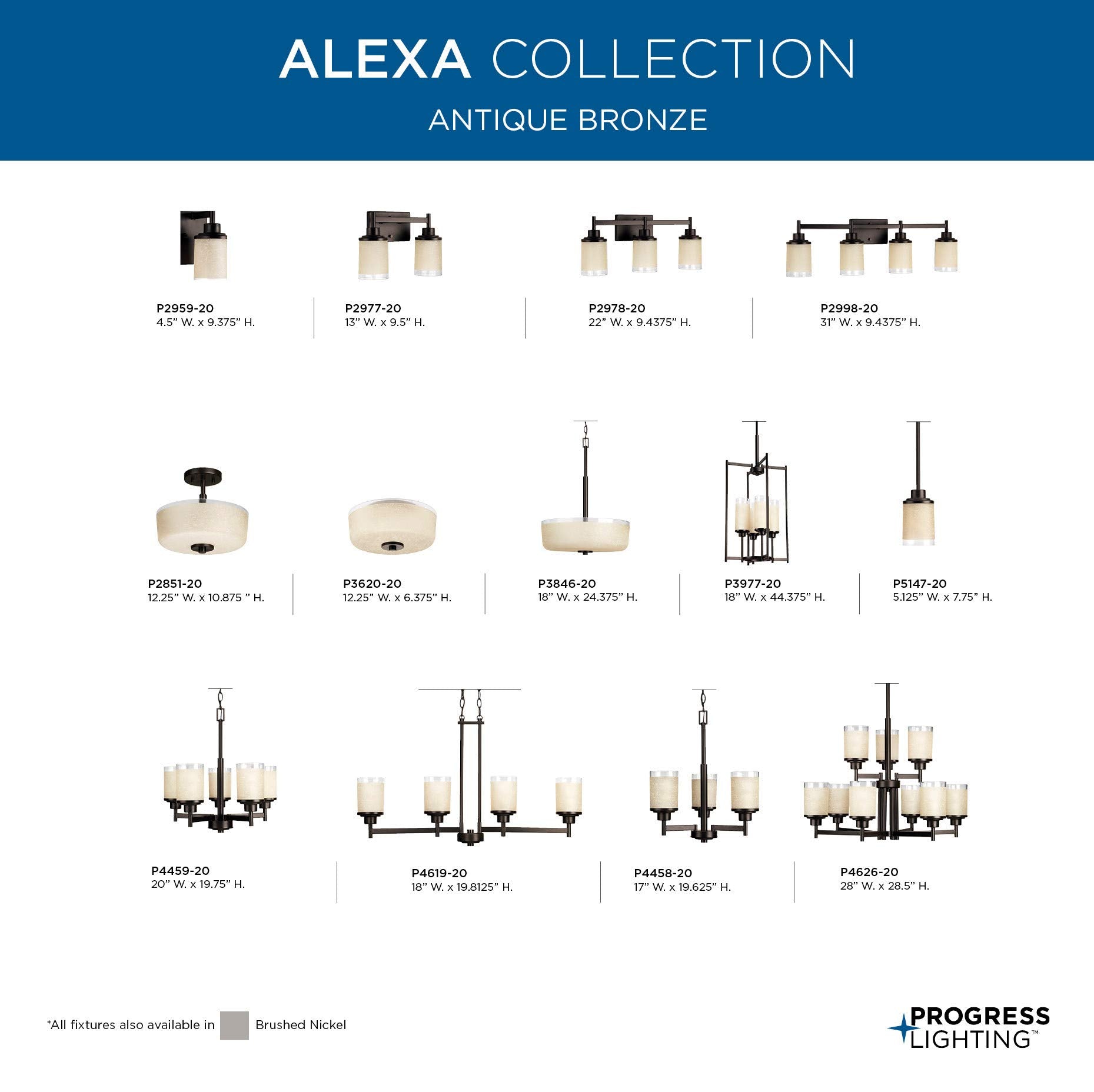 Progress Lighting P3620-20 Alexa Close-To-Ceiling, Bronze