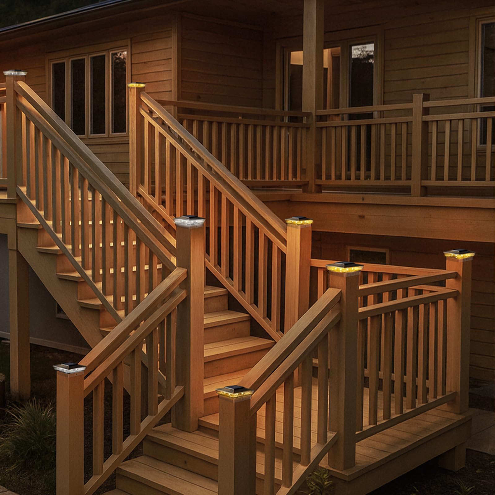 btfarm Solar Post Cap Lights - 16 LED, 2 Modes, Waterproof, 4x4/3.5x3.5, Copper, Model BT4162C, 1 Pack
