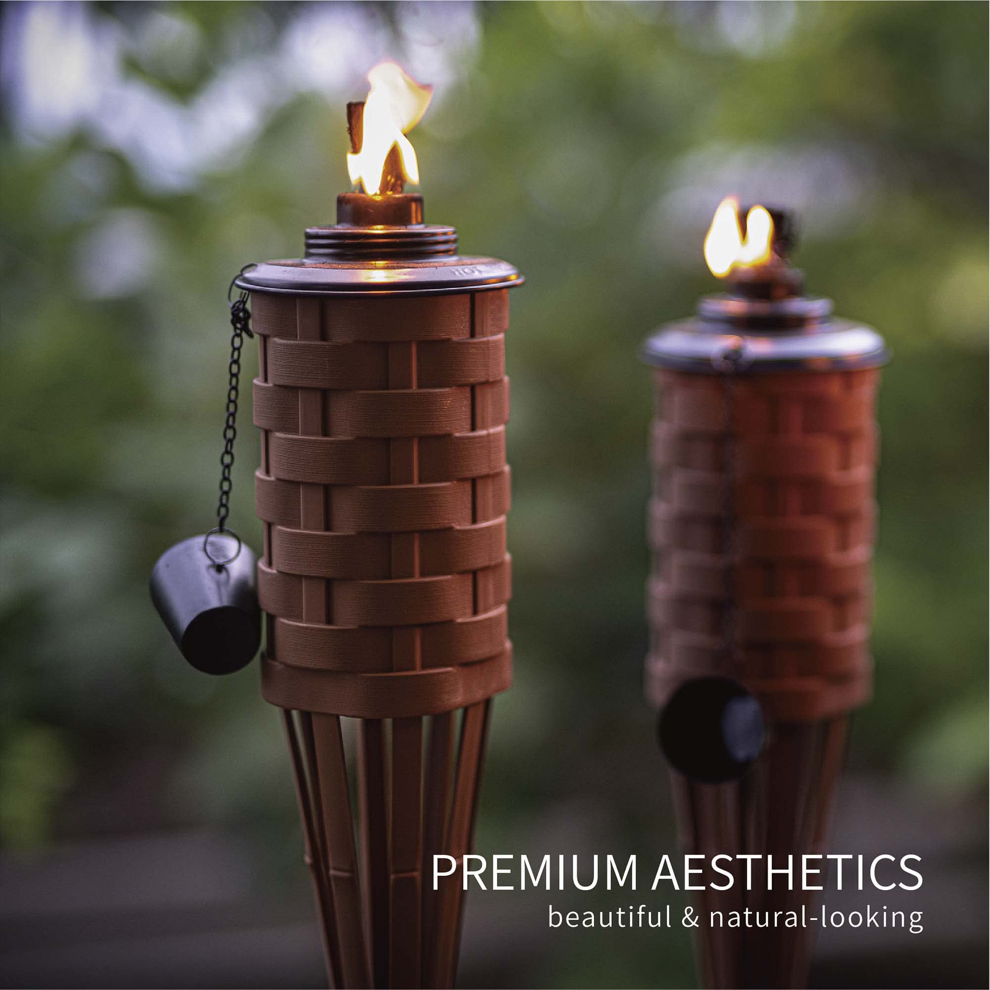 Onethatch Citronella Torches (Brown Color, 4Pack); Bamboo Torch, Perfect For Outdoor Lighting, Luau, Summer Parties, And Garden Decor; Wide-Mouth Metal Canister, Stands 60&quot; Tall.