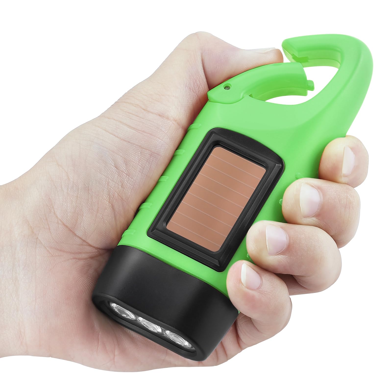Simpeak Hand Crank Solar Powered LED Flashlight 2-Pack, Emergency Survival Light, Light Green, Model 34FL1-2V
