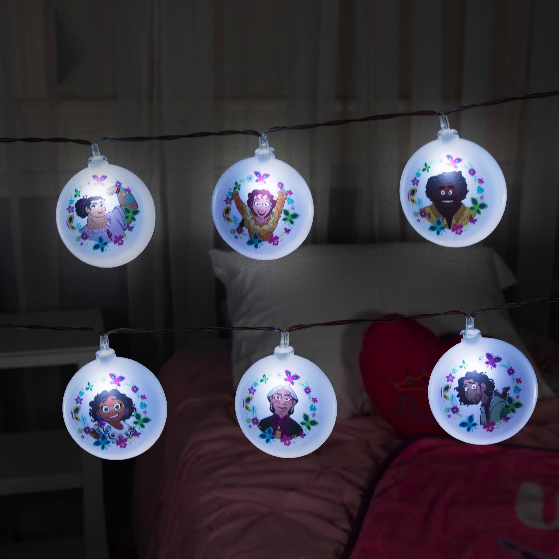 Paladone Encanto String Lights With Stickers - 54 Length (137 Cm) Indoor Room Lighting - Disney Kids Movie Encanto Bedroom Decor And Party Decoration