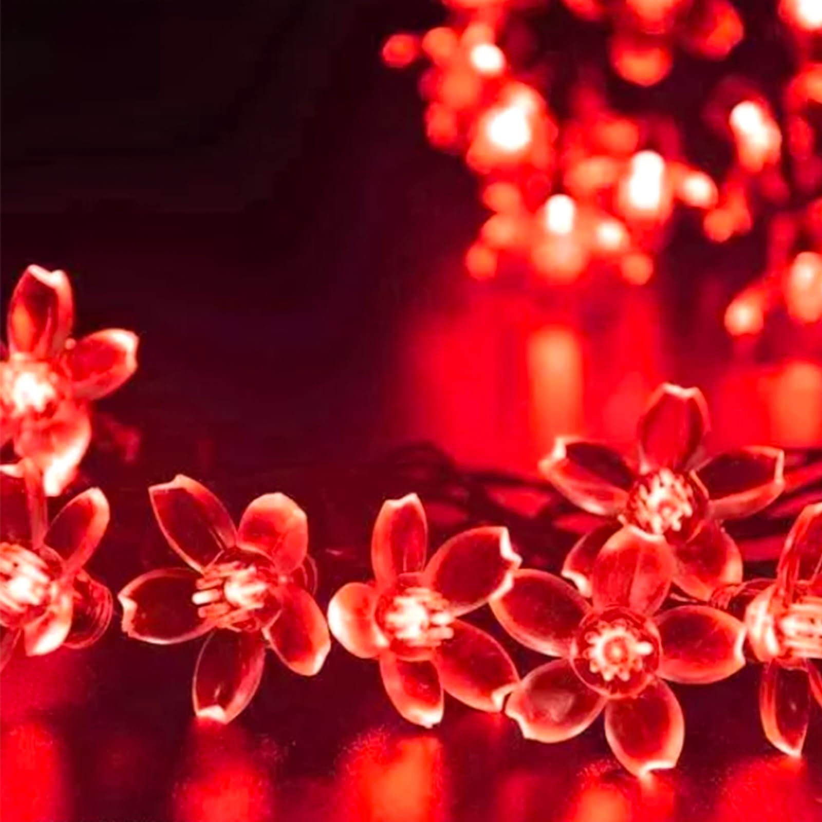 JACUXLSS Cherry Blossom Flower String Lights, 100 led 33 feet 8 Mode Plug in Fairy Lights for Valentines Day, Wedding, Birthday