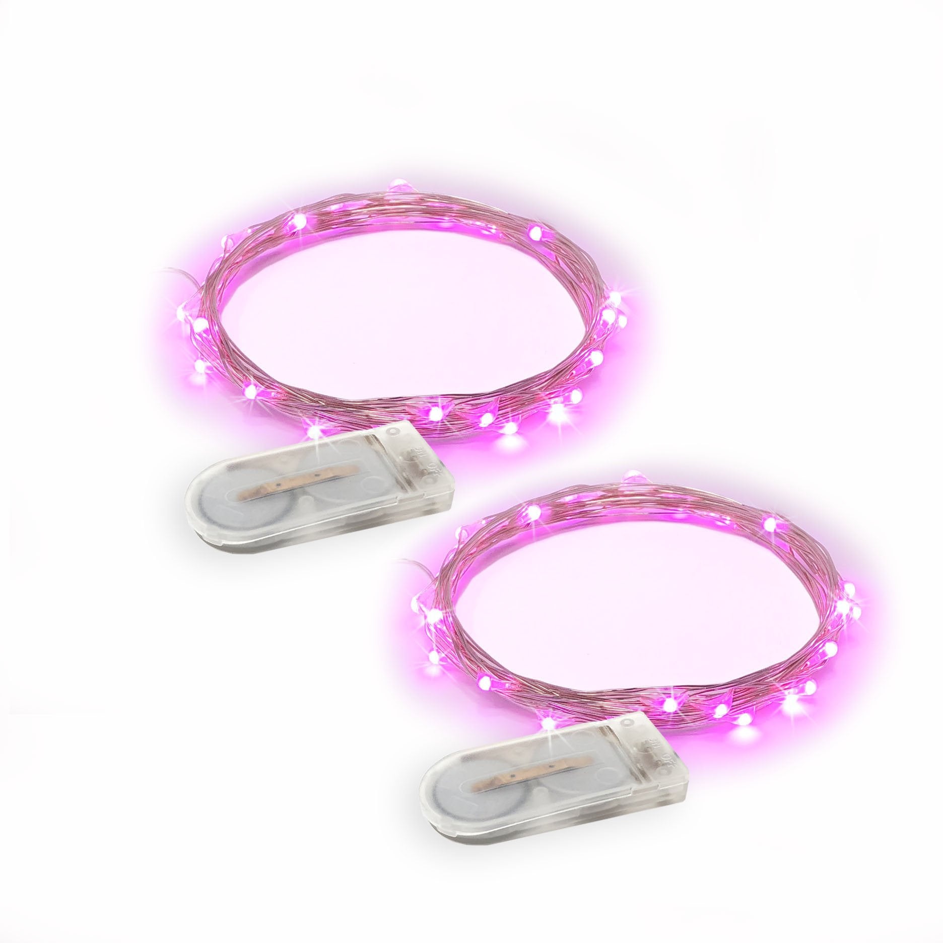 RTGS 2 Sets 20 LEDs Pink String Lights, Silver Wire, 6.5 ft, Battery Powered, Indoor/Outdoor Fairy Lights for DIY, Christmas, Party