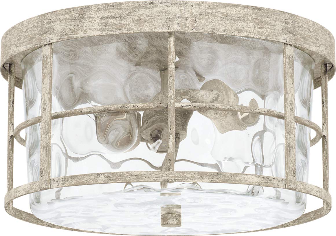 Capital Lighting Beaufort Drum Ceiling Light, 2-Light, 120W, 7inH x 13inW, Glass, Mystic Sand, Model 225021MS