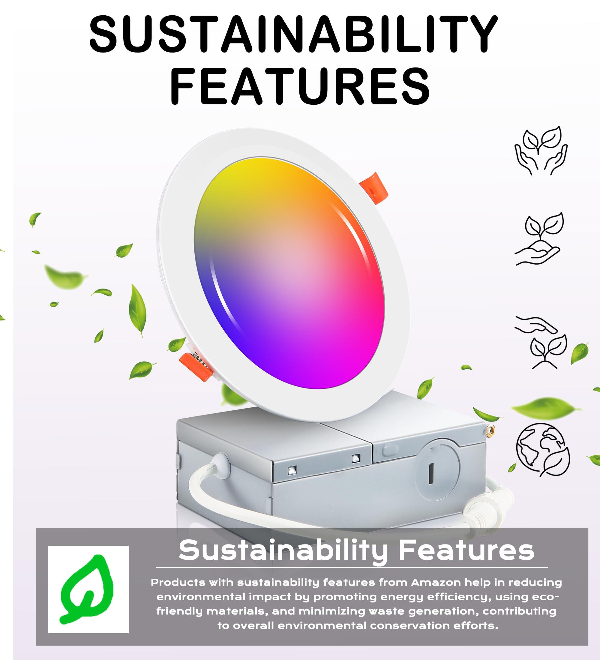 [6 Pack] Cloudy Bay 4Inch Smart Wifi Led Recessed Lights,Rgbcw Color Changing Recessed Lighting,Compatible With Alexa And Google Home Assistant,10W 2700K-6500K,Cri90+ Wet Location,White Finish