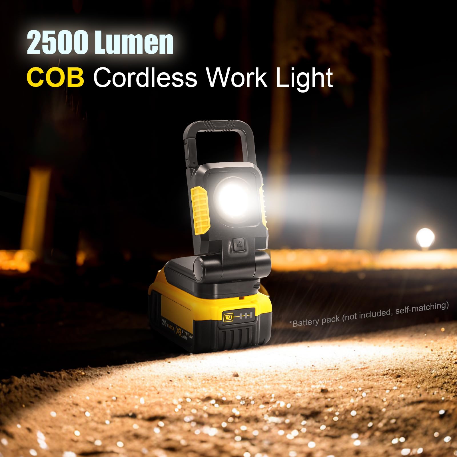 Tresda 18V/20V Cordless Work Light, 25W Portable Flood Light Work For Dewalt 18V Battery, Super Bright Cob Led Work Light With 3 Light Modes And Upgraded Low Voltage Protection(No Battery)
