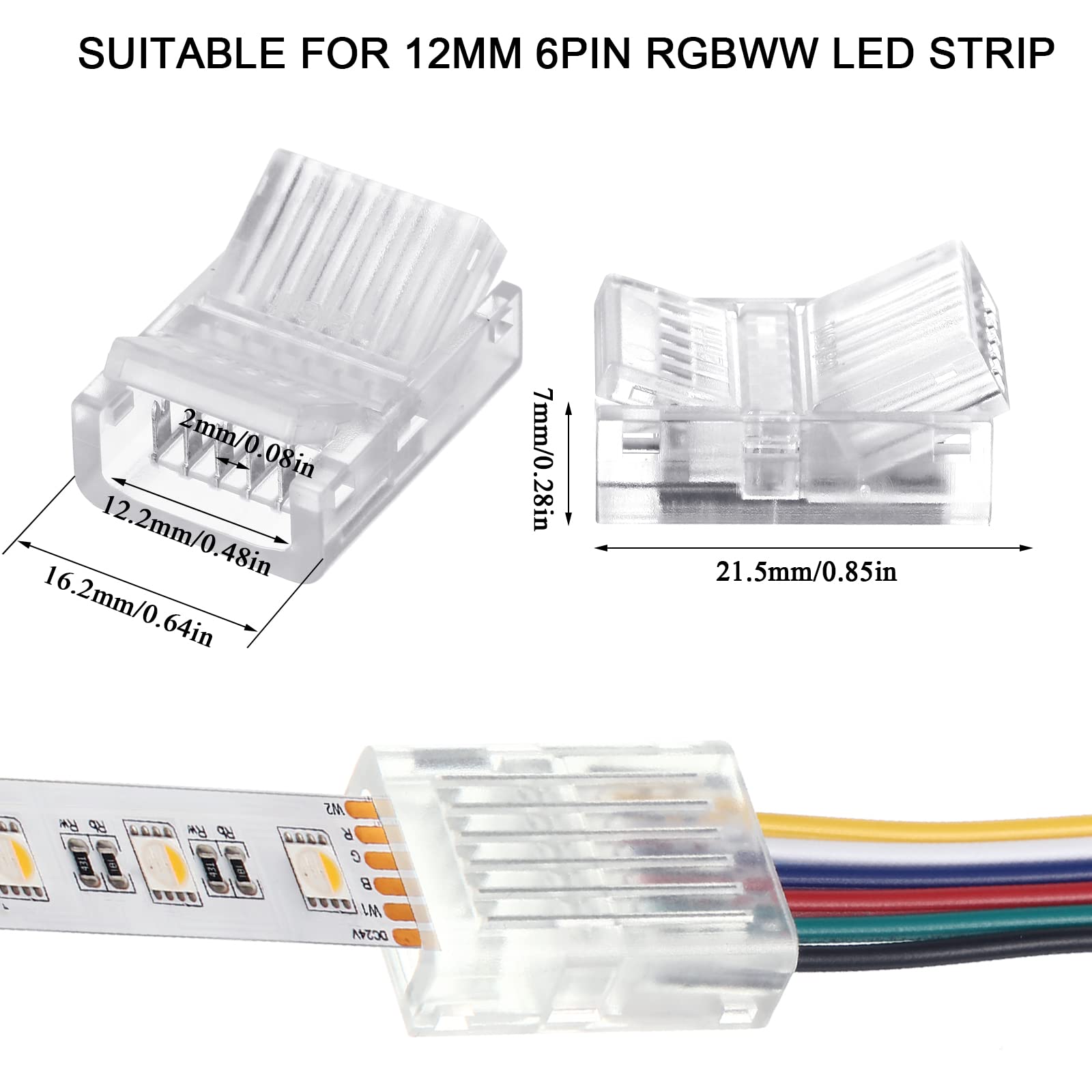 Flutesan Rgb Led Light Strip Connectors 20 Waterproof Led Adapter Connectors Transparent Solderless Led Light Strip Connectors F