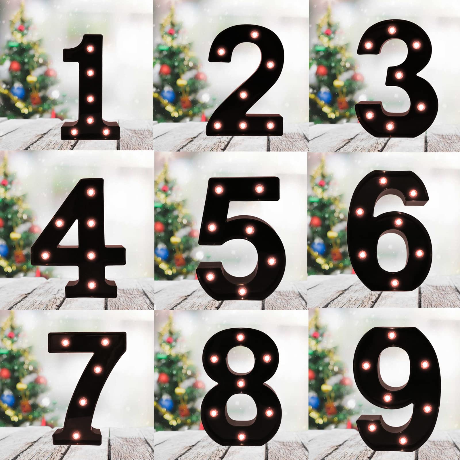 Light Up Black Alphabet Marquee Number Sign LED Marquee Number Lights Sign for Night Light Home Bar Christmas Lamp Birthday Part