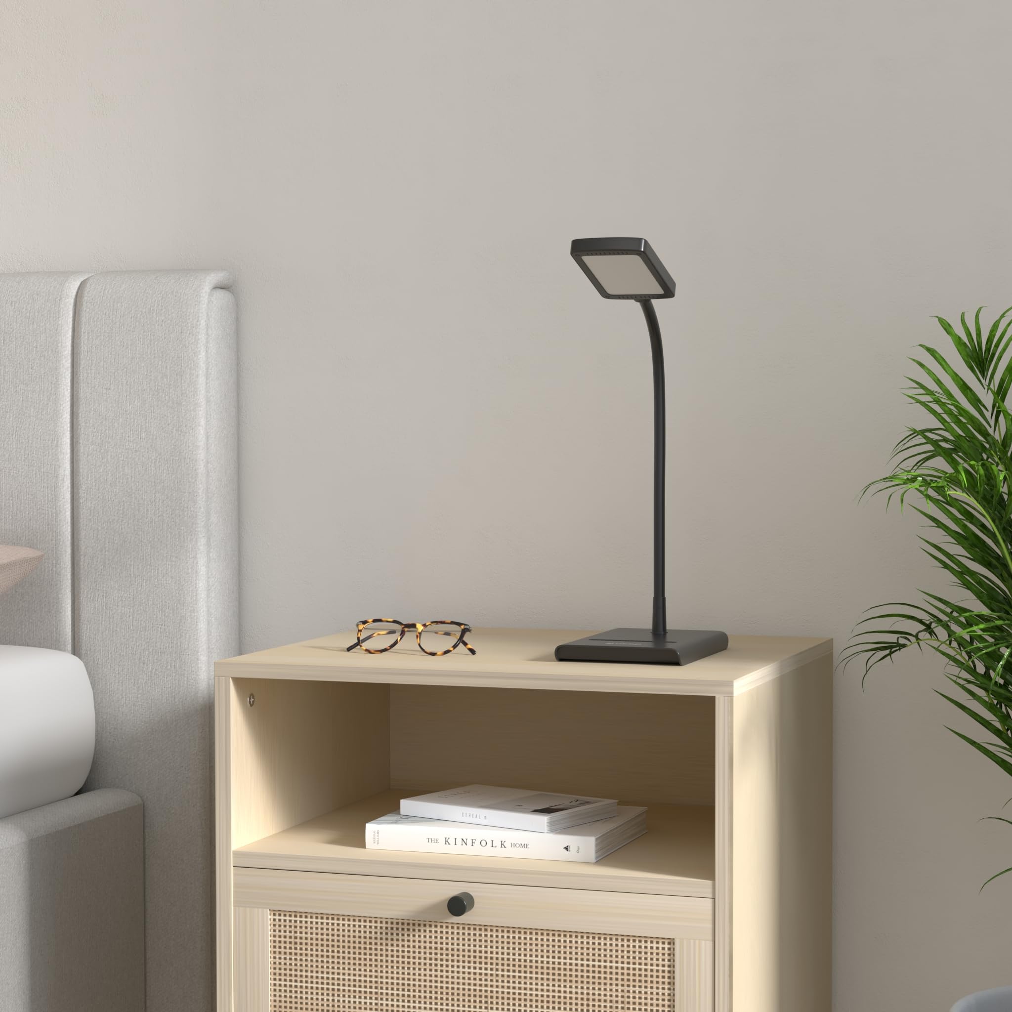 TROND Desk Lamp - Bright Dimmable Eye-Caring LED Light, 7 Brightness Levels, 3 Color Modes, Black, Flexible Gooseneck, Model Halo 10W