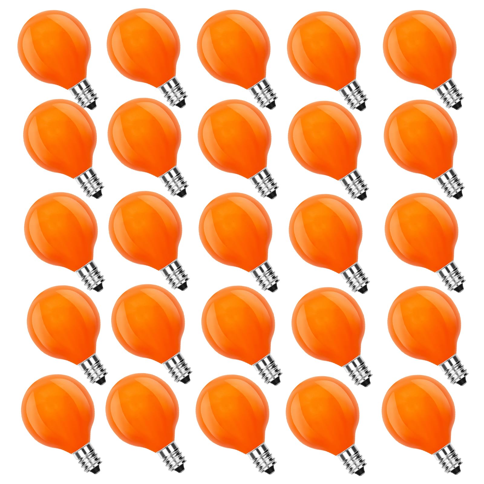 Jasneniebo 25 Pack G40 Orange Halloween Replacement Light Bulb, G40 Orange Christmas Lights Bulbs For Halloween Outdoor Patio St