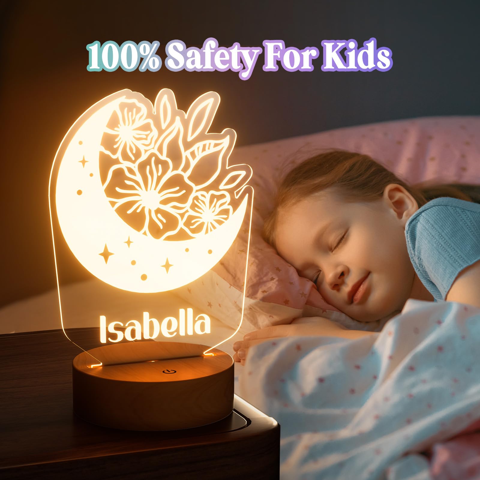 Burst Bird Personalized Baby Gift Name Night Light for Kids Girls Boys Nursery Decor with Flower Acrylic Nursery Night Light ?In