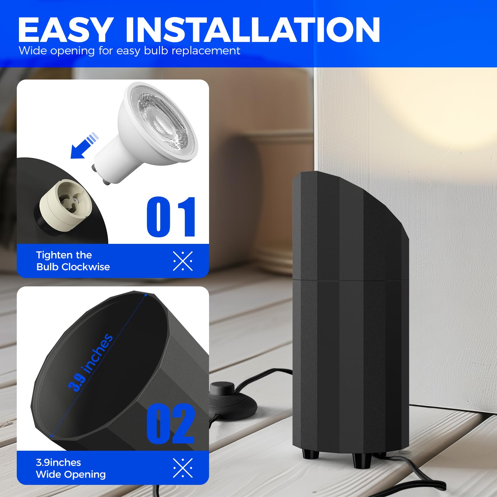 Barrina Uplighting Indoor Spotlight, 2 In 1 Detachable Up Lights Indoor Floor Can Light With 3000K Gu10 Bulb, Spotlights For Pla