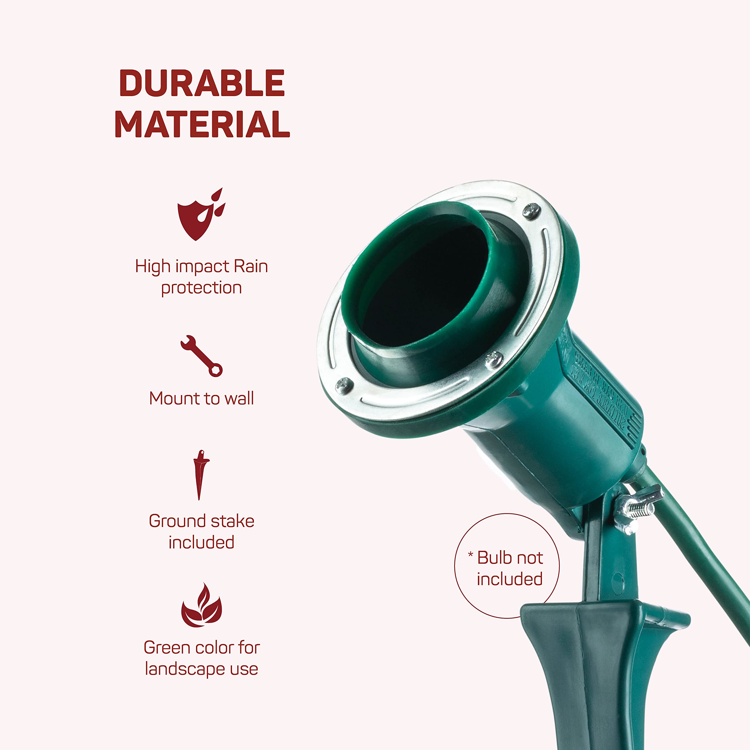 Sewanta Outdoor Flood Light Holder, 2-Pack With Stake & Wall Mount, Etl Listed, Green