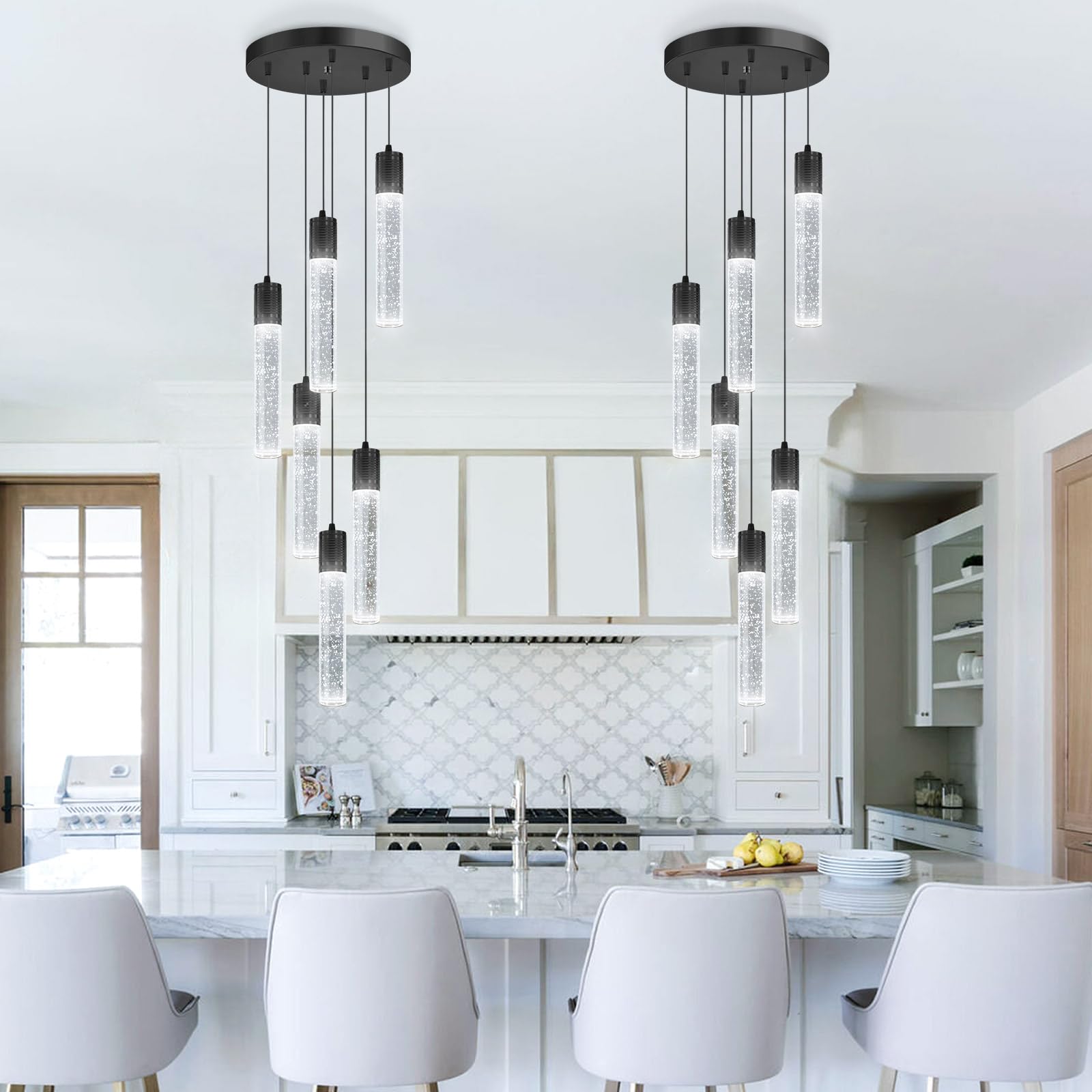 Modern Pendants Light For Kitchen Island Crystal Mini Chandeliers Dining Room Led Pendant Lighting Fixture High Ceiling Hanging Lights Bedroom Island Kitchen Foyer 6000K White Light Fixtures Black