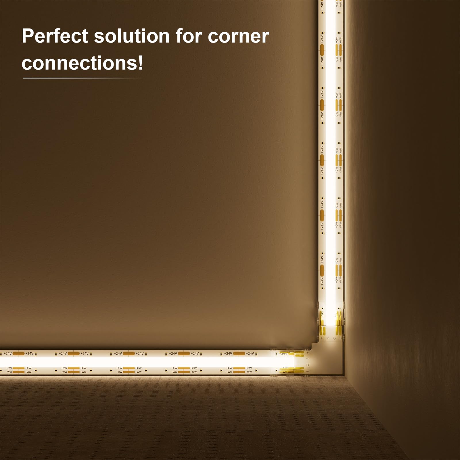 Pautix 10Mm Connectors 12Pcs L-Shaped/Corner Connectors,Solderless Terminal Extension Connection For 3-Pin Cct Cob Led Strip Lig