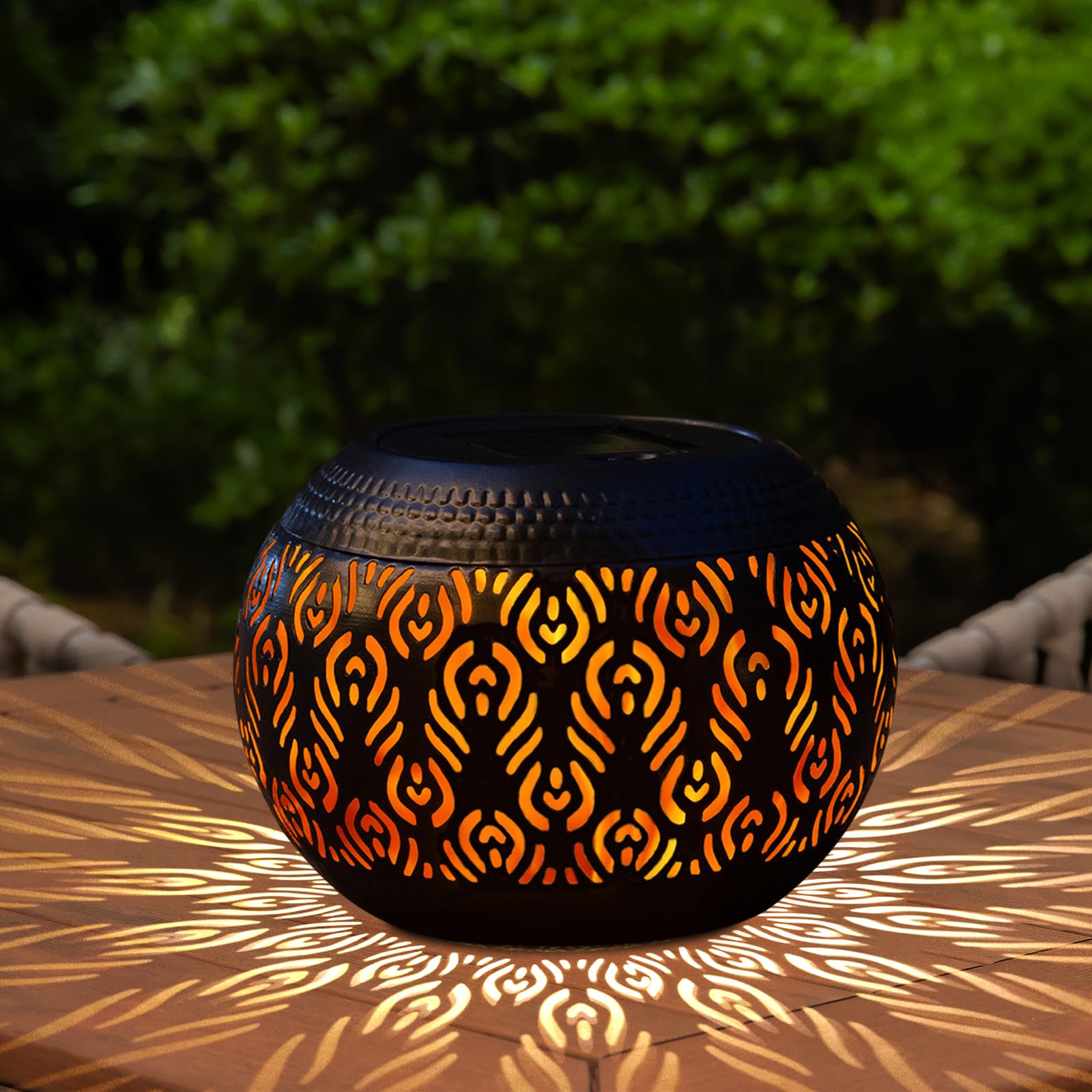 Pearlstar Solar Table Lantern - Waterproof Dancing Flame Lamp, Metal, Multicolor, Solar Powered, 1 Pack