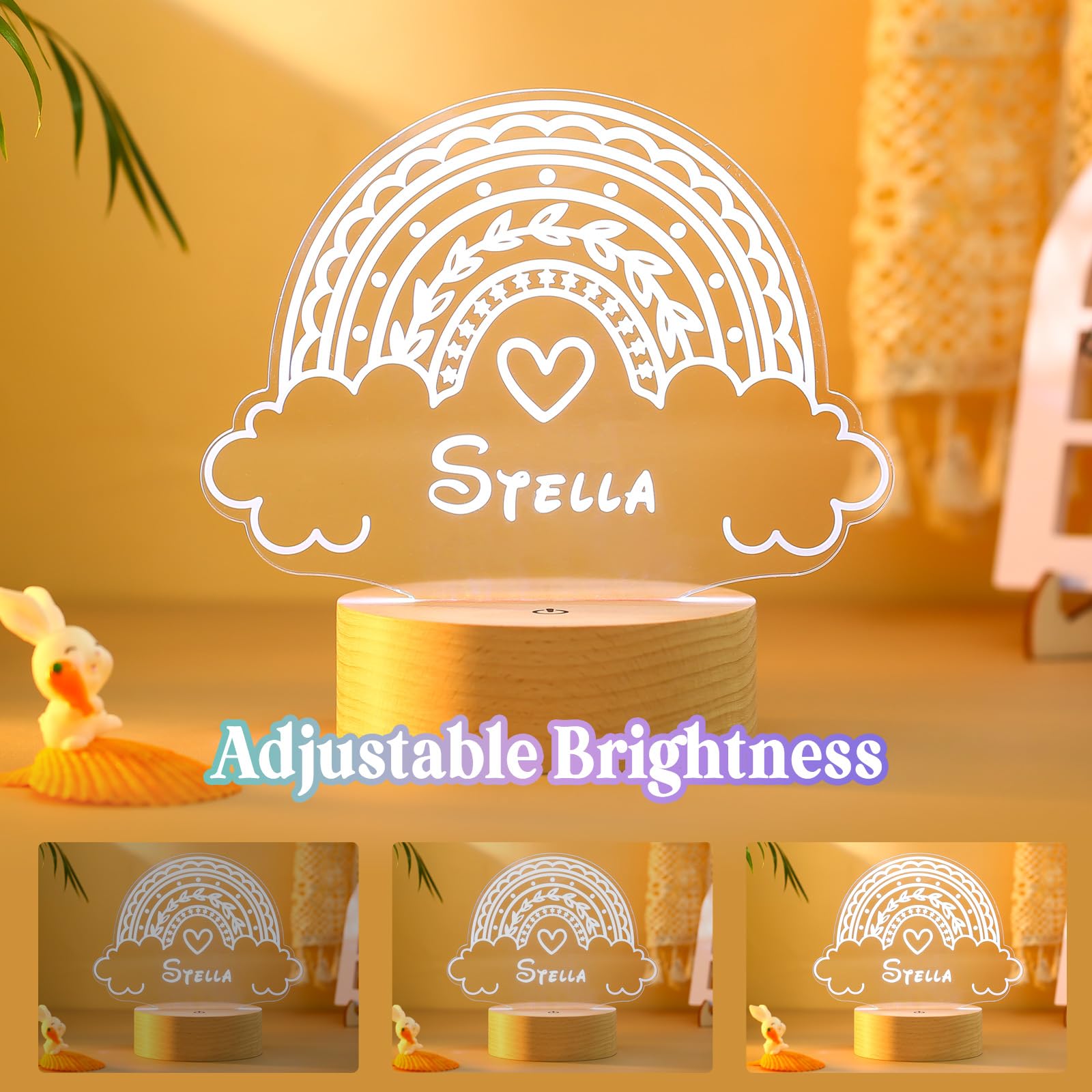 Burst Bird Personalized Baby Gift Name Night Light for Kids Girls Boys Nursery Decor with Rainbow Cloud Nursery Night Light ?Inc