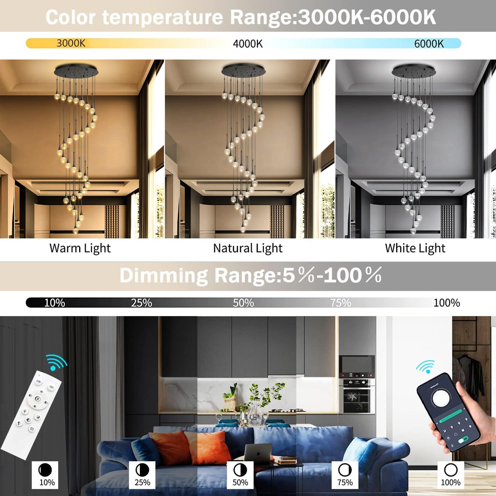 30 Light Modern Glam Crystal Chandelier For High Ceiling Led Dimmable Ceiling Pendant Light Staircase Foyer Enterway Living Room Chandelier Lighting Antique Black