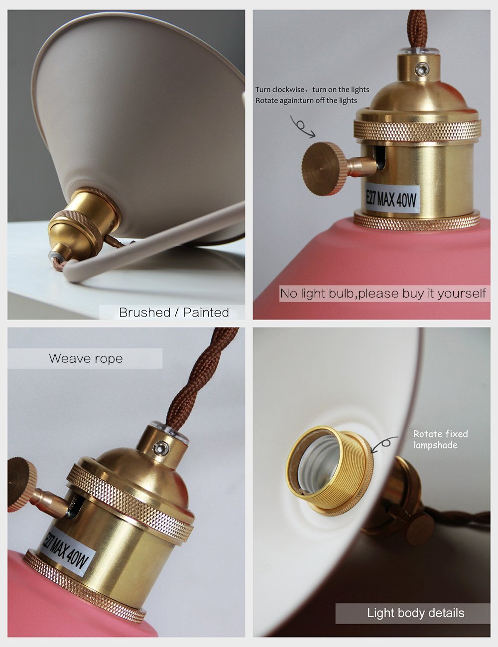 iYoee Wall Sconce Lamps Lighting Fixture with on Off Switch,Yellow Macaron Wall lamp E26 Edison Copper lamp Holder with Frosted