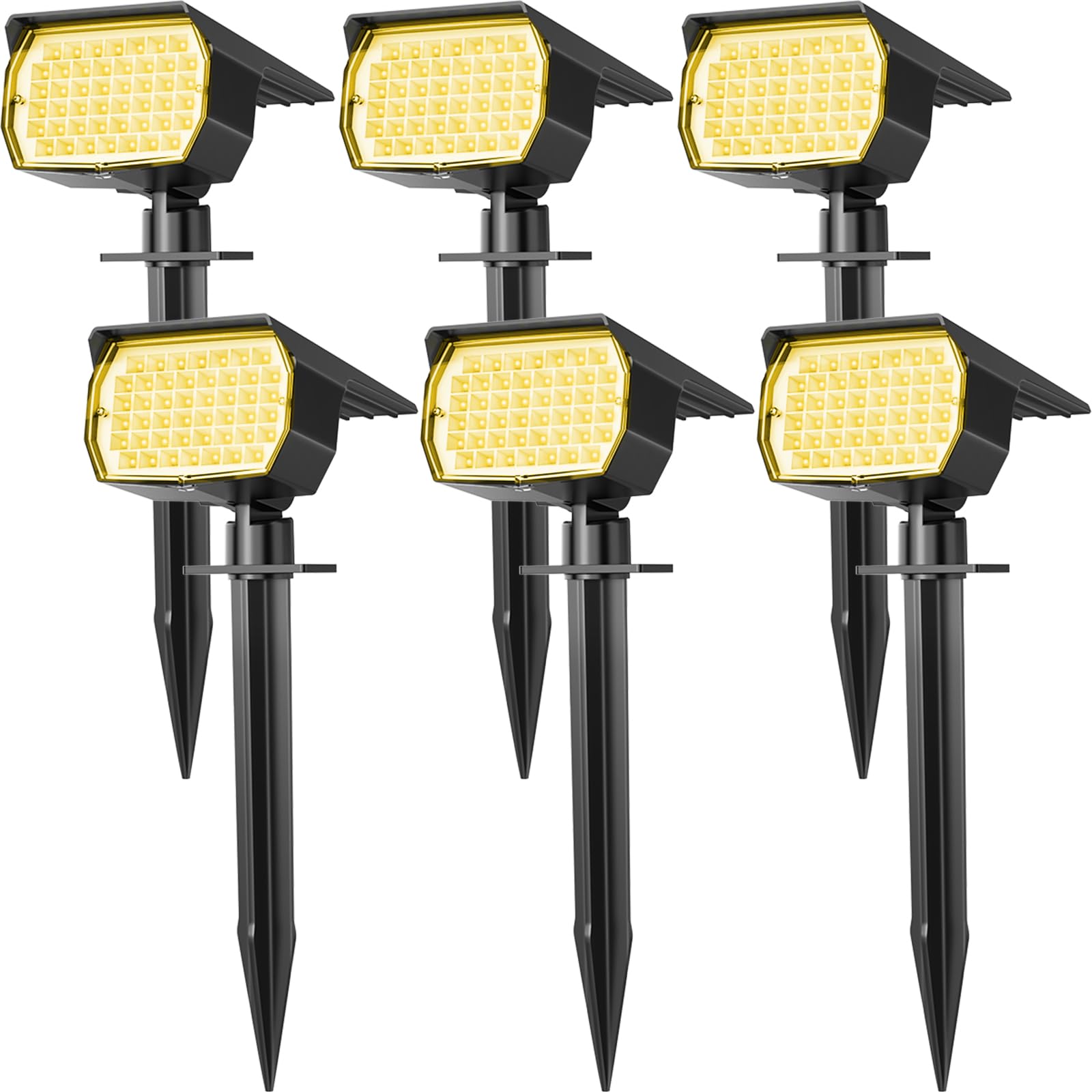 WENATY Solar Spot Lights, Waterproof IP65, 6 Pack, 46 LEDs, Auto On/Off, Warm White, Model CPD-22