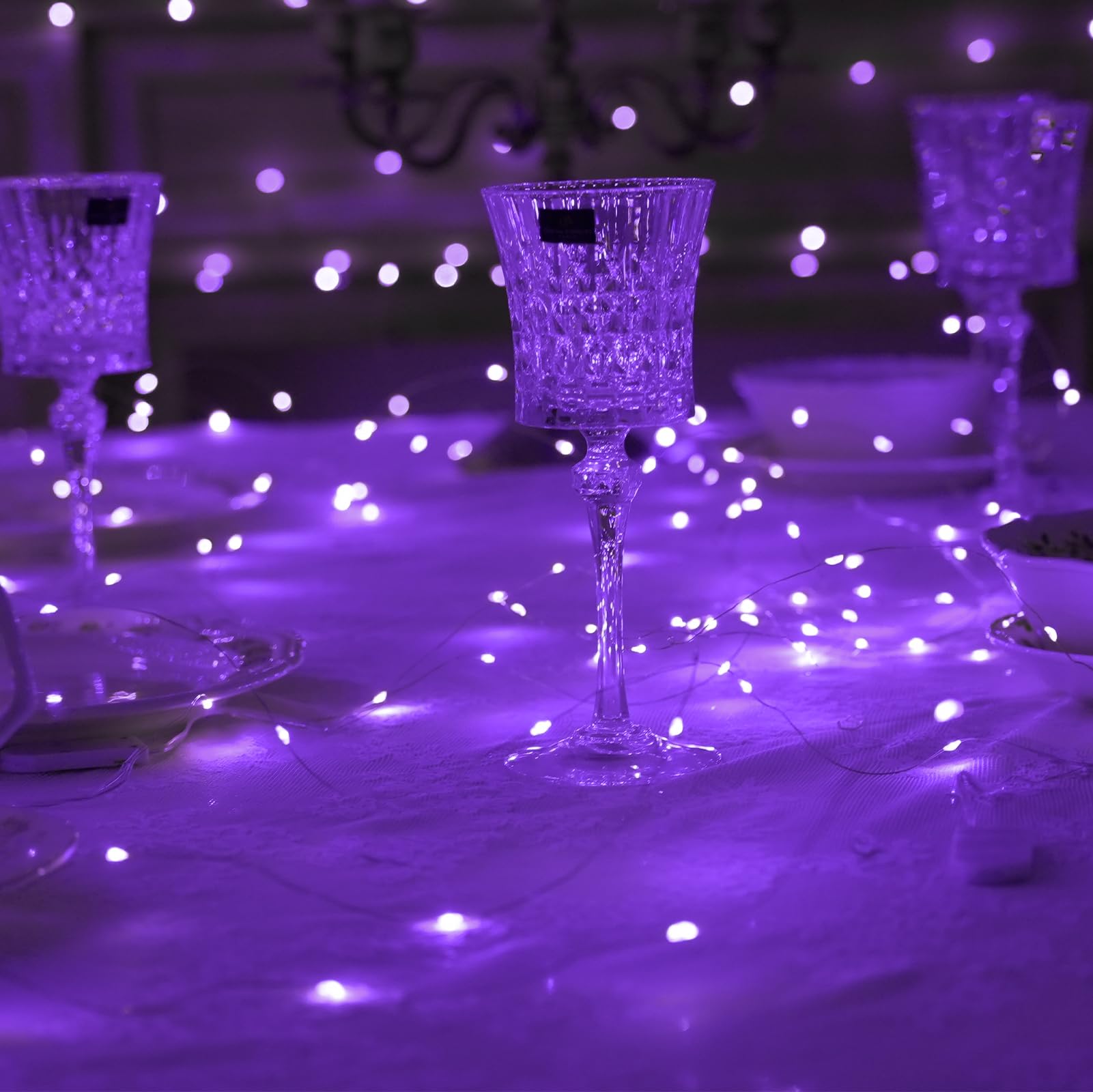 HXWEIYE Battery Operated Purple Fairy Lights, 7ft 20LED Mini String Lights, Waterproof, 6 Pack for Wedding, Party & Home Décor