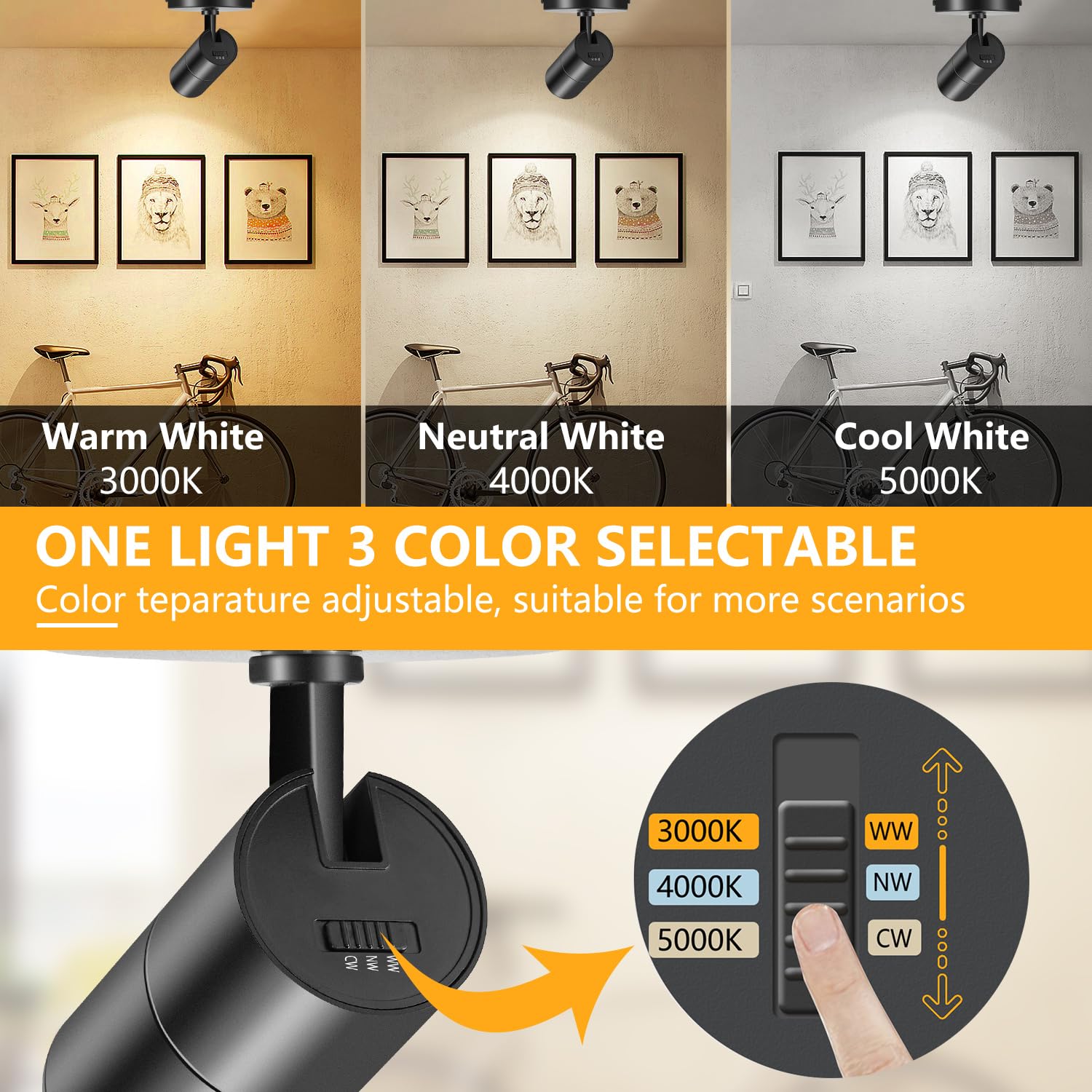 Vanoopee 10W Dimmable Led Ceiling Spotlight, Adjustable 3-Color Indoor Flush Mount, Black