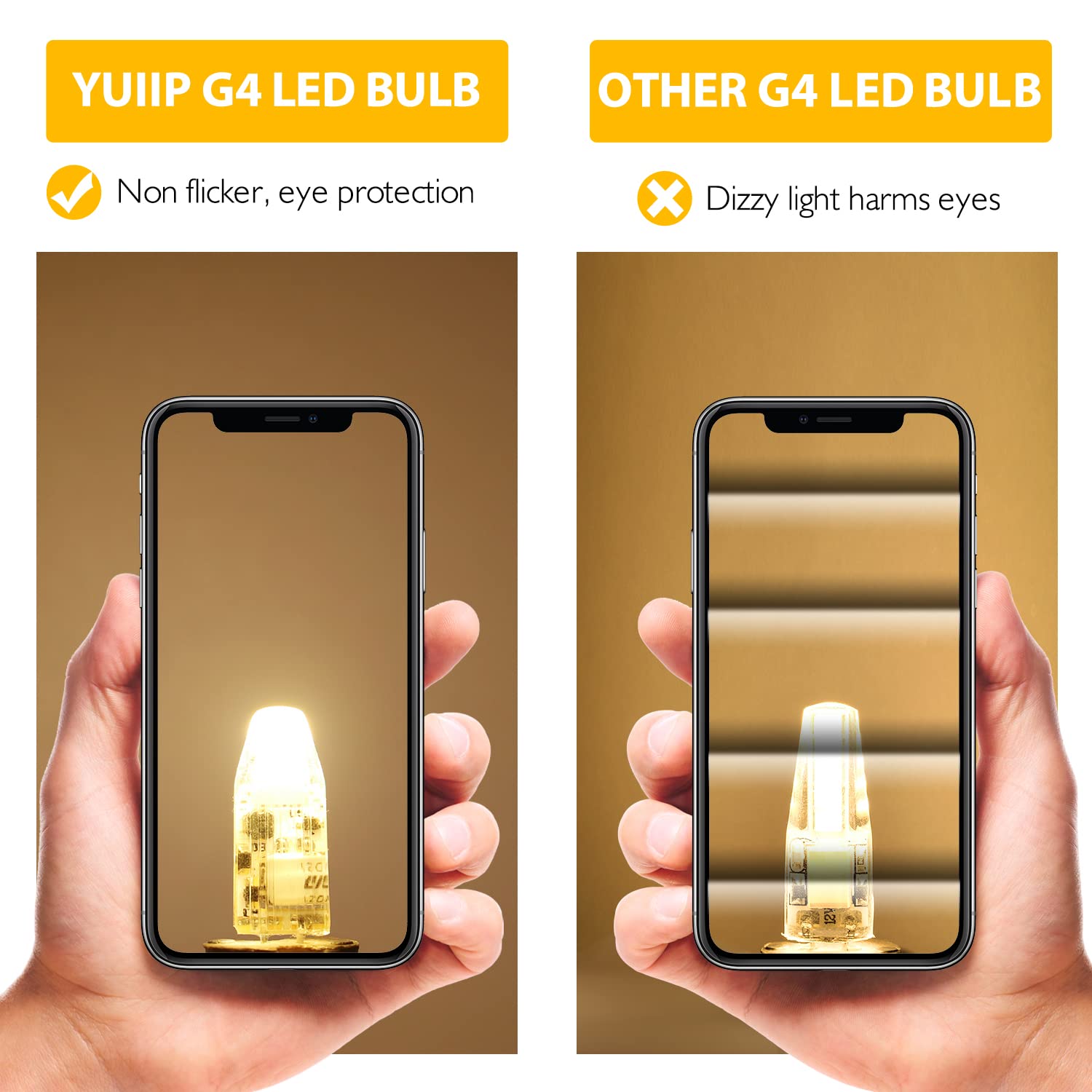 YUIIP G4 LED Bulbs Bi-Pin Base 1.2W 12V 2700K Warm White, Silicone, 5 Pack