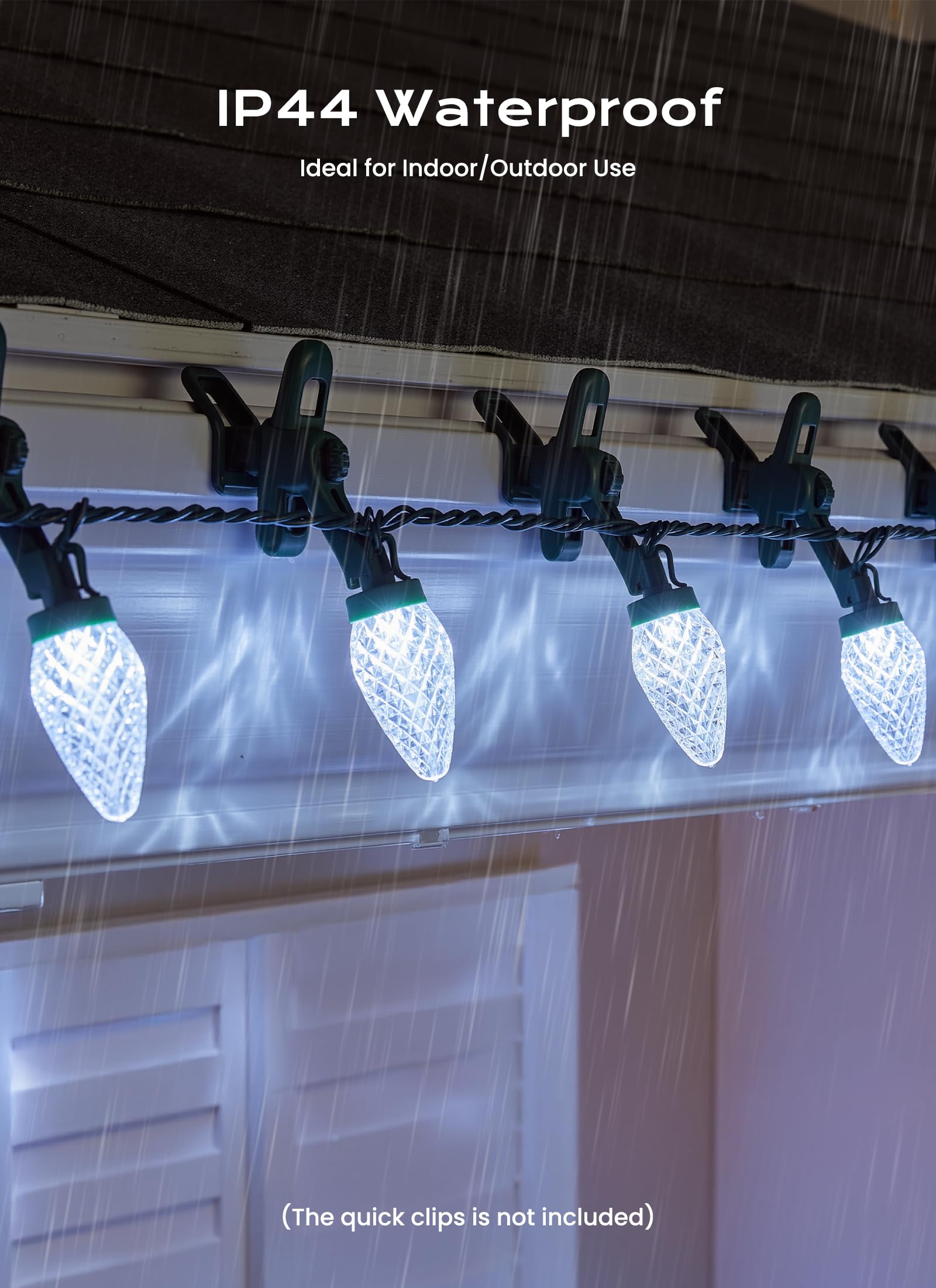 Minetom C9 Christmas Lights Outdoor  100 Ft 150 Led Connectable C9 String Lights With 8 Modes And Timer Extendable Xmas Tree Patio Roofline Garden Yard Holiday Party Indoor Outdoor Decoration  White