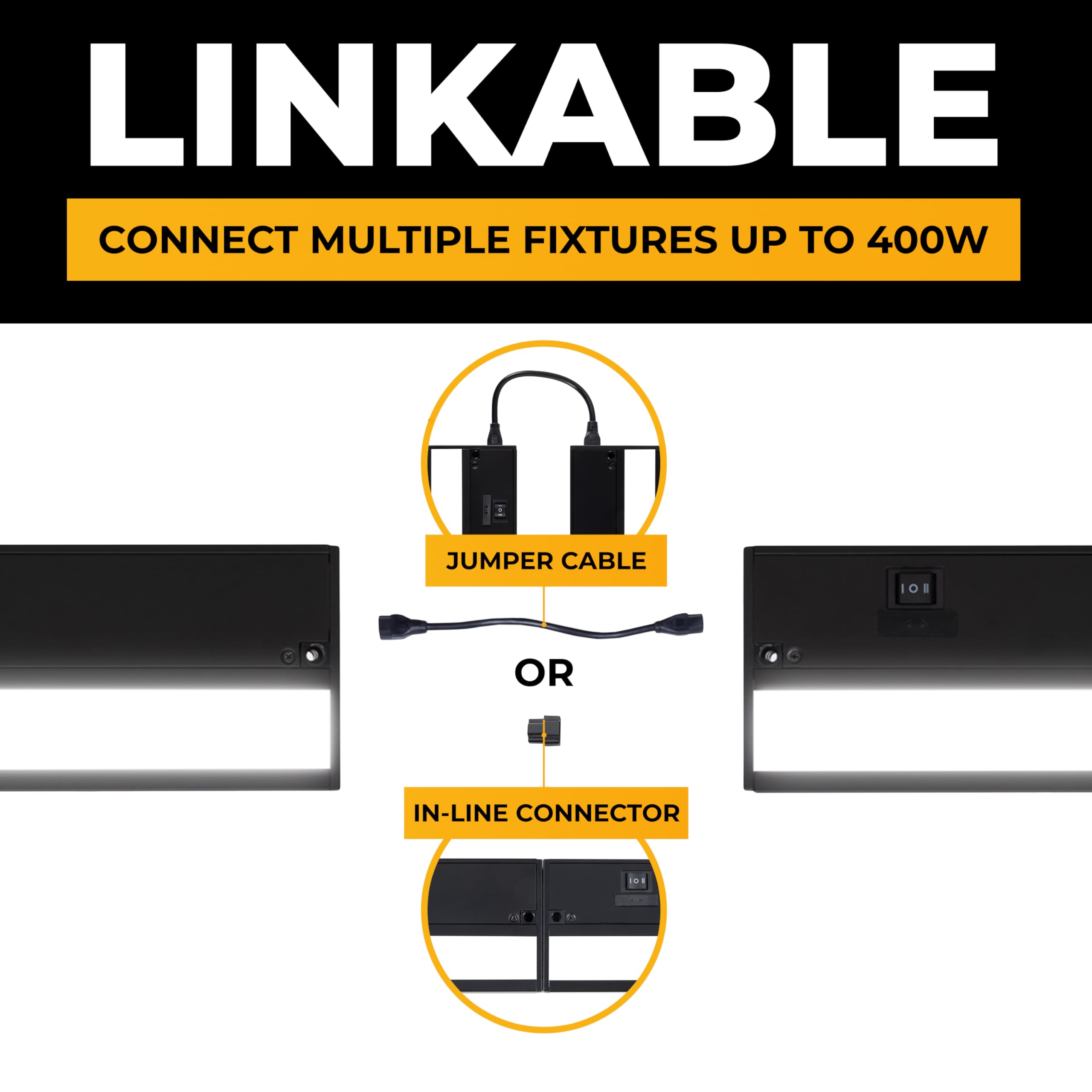 Led Under Cabinet Lighting Hardwired - 3Cct 40 Inch Black Finish - Undercabinet Lights For Kitchen - Linkable Undercounter Dimma