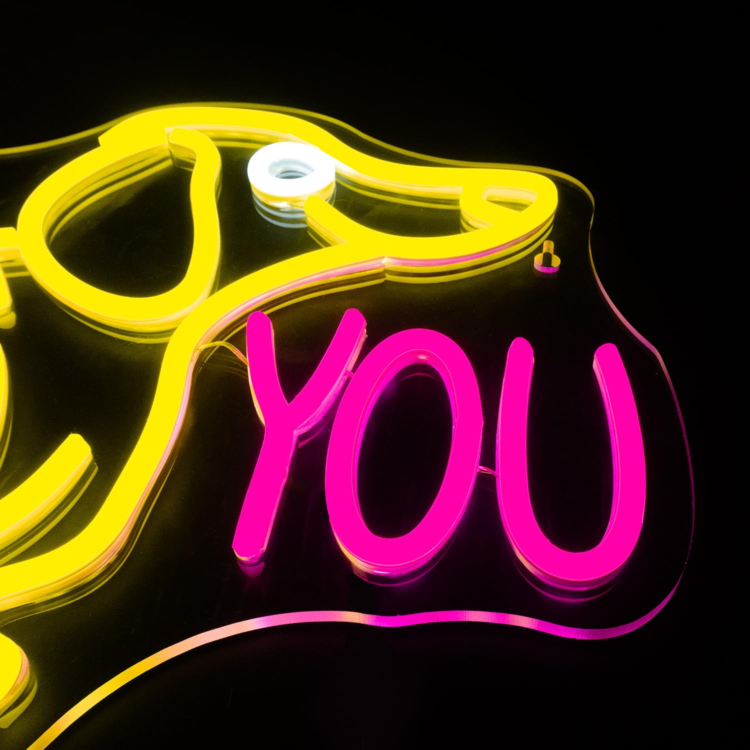 LUCUNSTAR Dog Neon Sign - I Love You LED Wall Decor, 12.5in x 16.5in, Pink Plastic Light for Pet Shop, Party Decor, Valentines Day Gift
