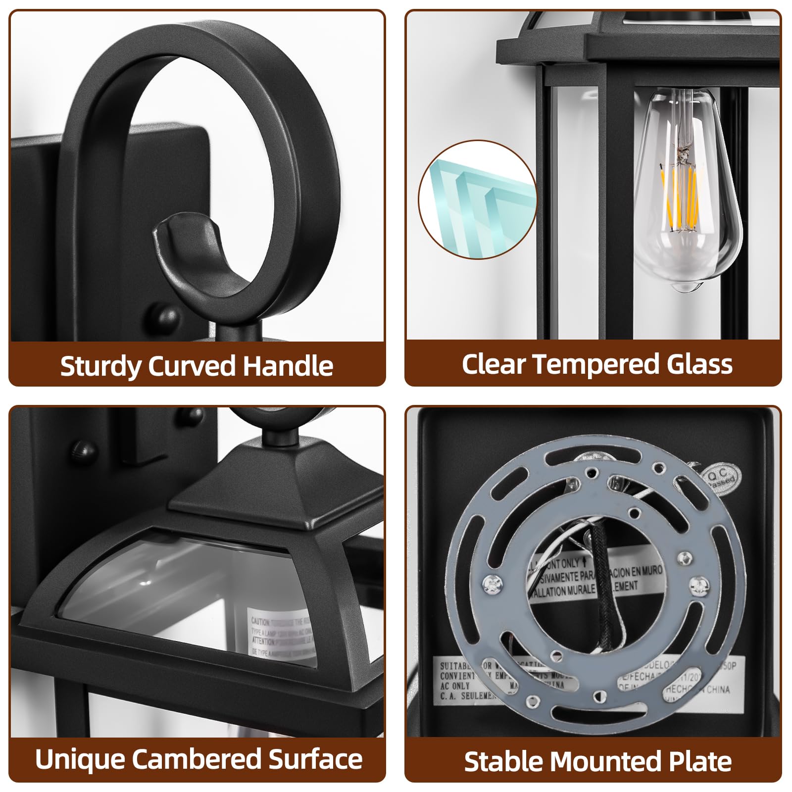 Roravilila Matte Black Outdoor Wall Lights 2-Pack, Ip65 Waterproof Aluminum Sconces