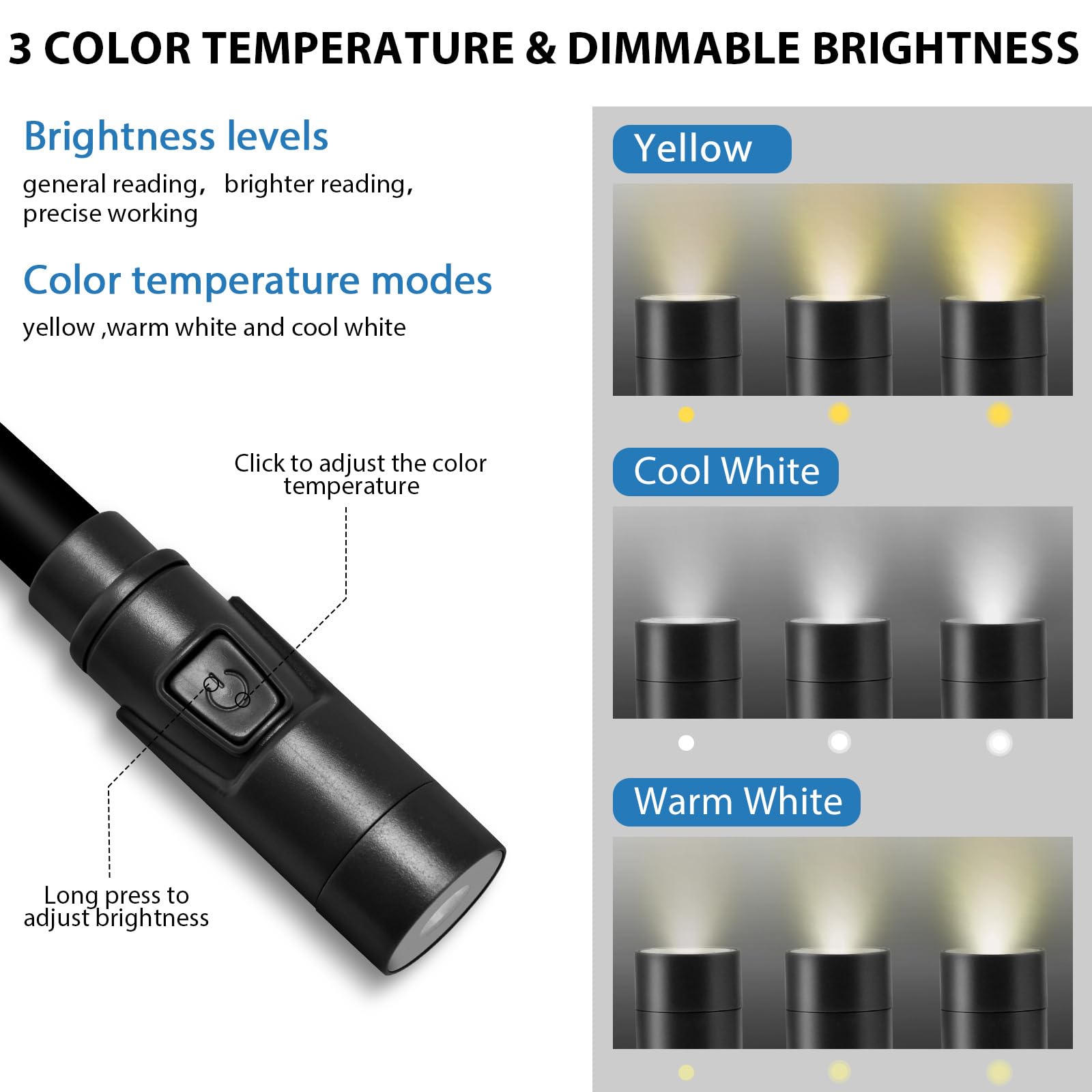 Luxjet Book Light For Reading And Crocheting Rechargeable Neck Light For Knitting And Repairing, Eye-Friendly Neck Reading Light