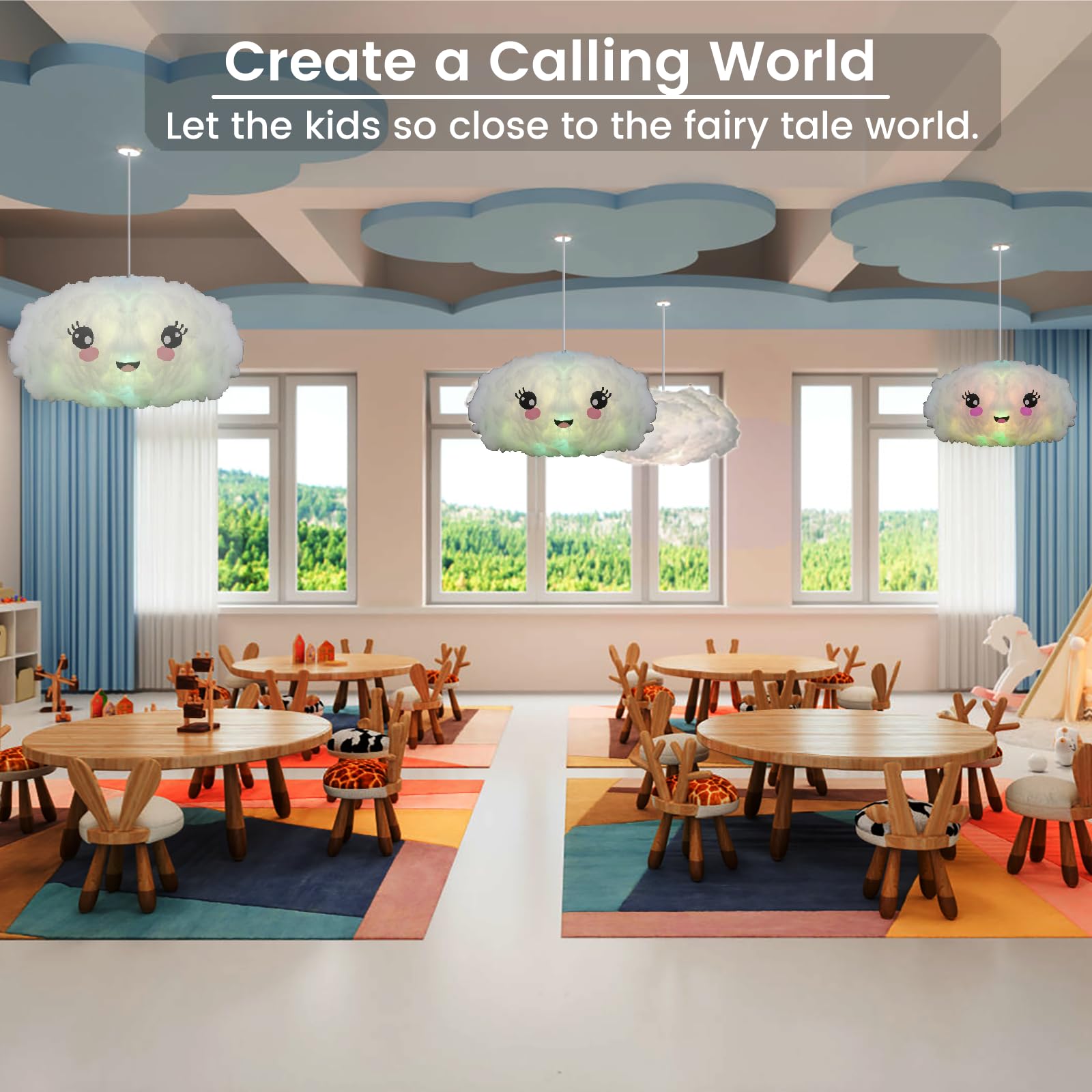 Tbmjttf 3D Floating Cloud Lamp Smart App And Remote Control, Fluffy Cloud Night Light Hanging Rgb Lights For Ceiling Music Sync,