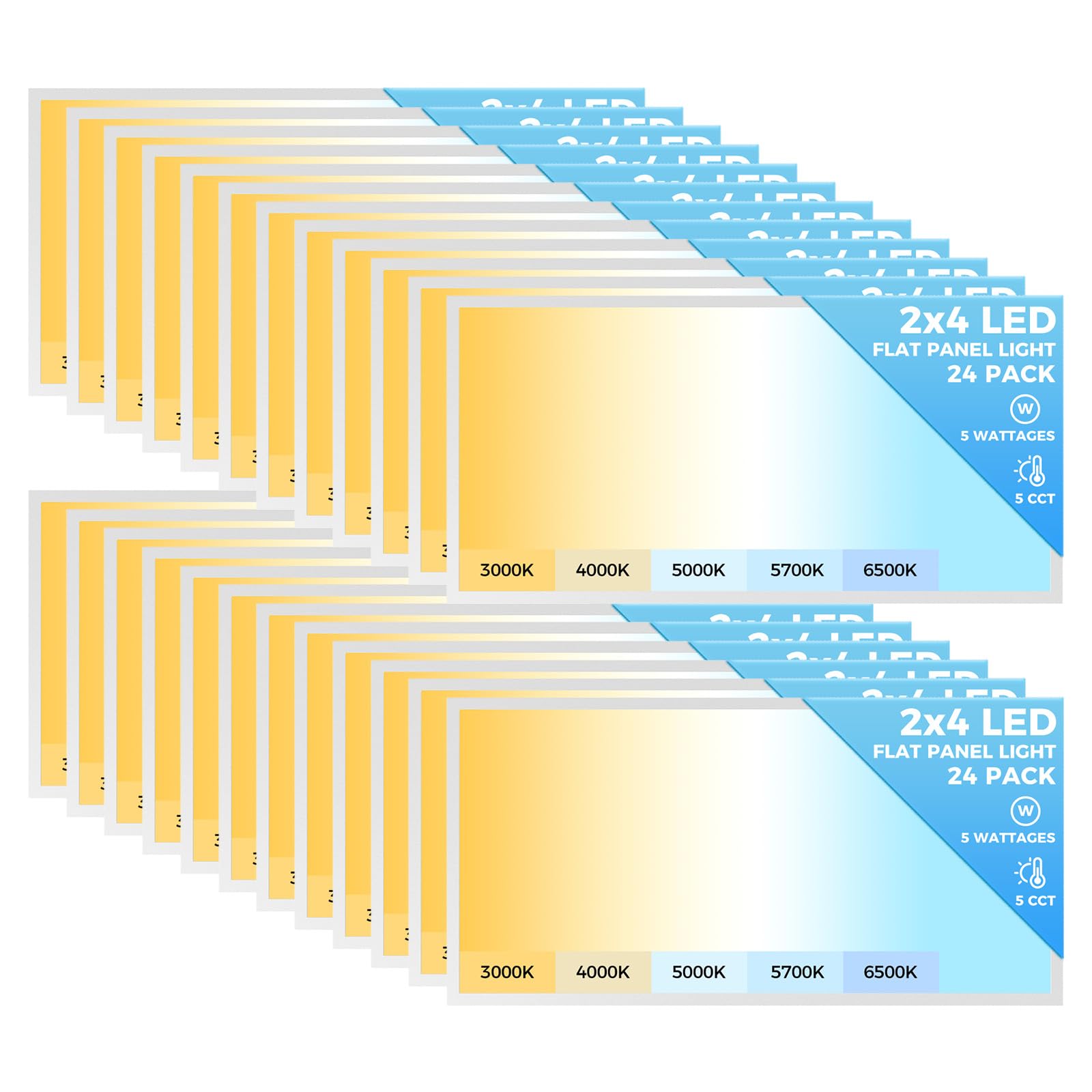 Aikvsxer 24 Pack 2X4 Led Flat Panel Light, Bright 9100Lm Kitchen Flush Mount Ceiling Light Fixtures,Dimmable,120-277V,Switchable