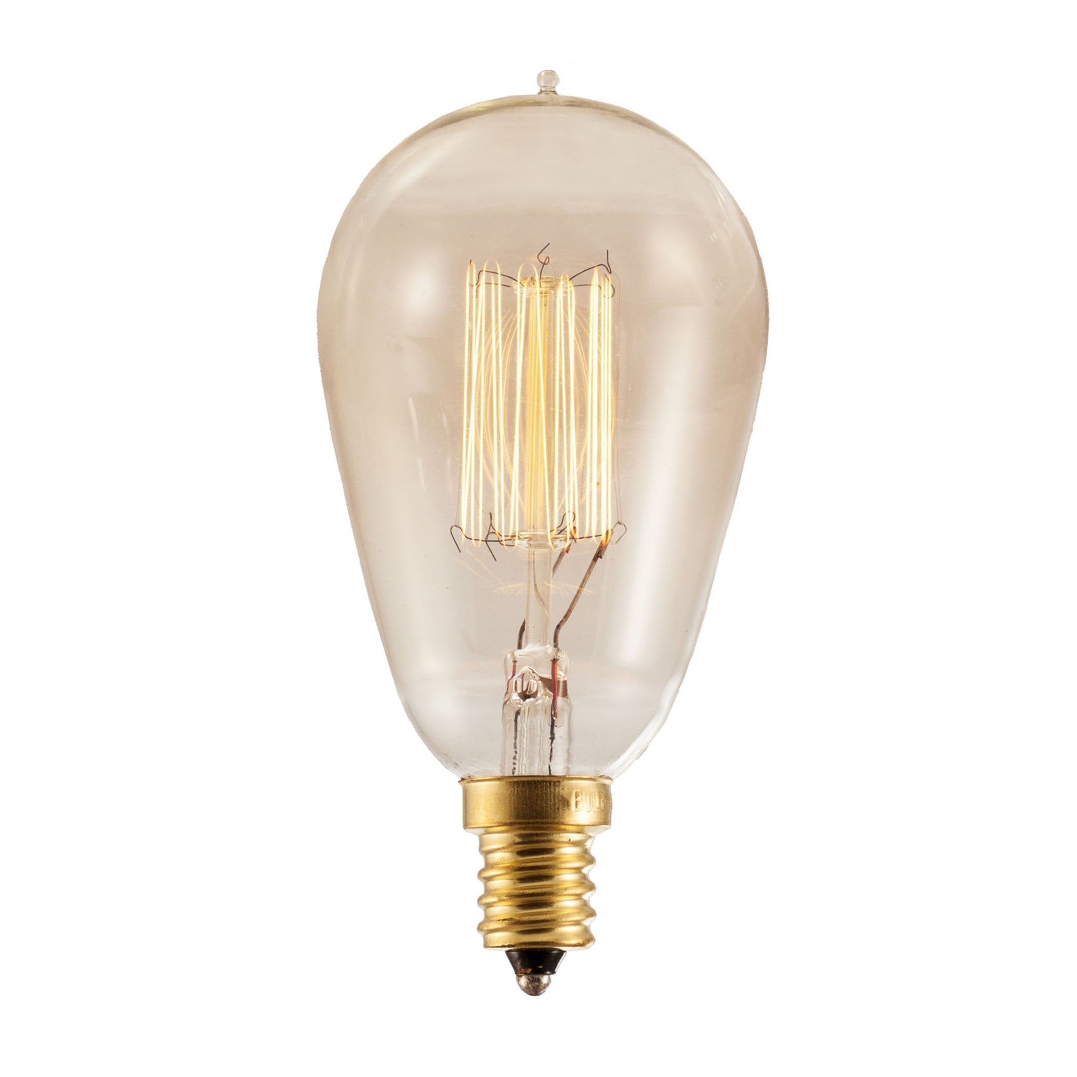 Bulbrite NOS25ST15/SQ/E12 25-Watt Nostalgic Incandescent Edison ST15, Vintage Thread Filament, Candelabra Base, Antique, 10 Bulb