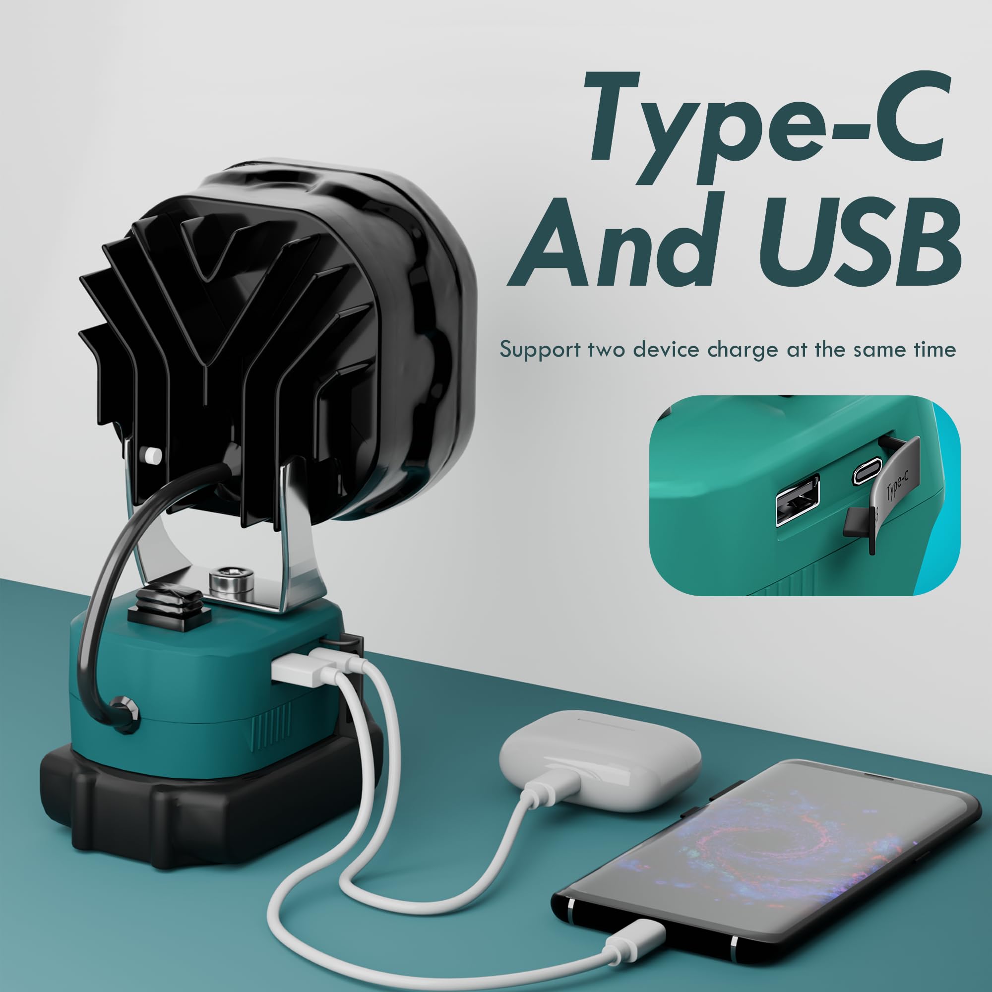 Bukattadv Spotlight Compatible With Makita 18V Lithium Battery, Led Work Light, 900Lm