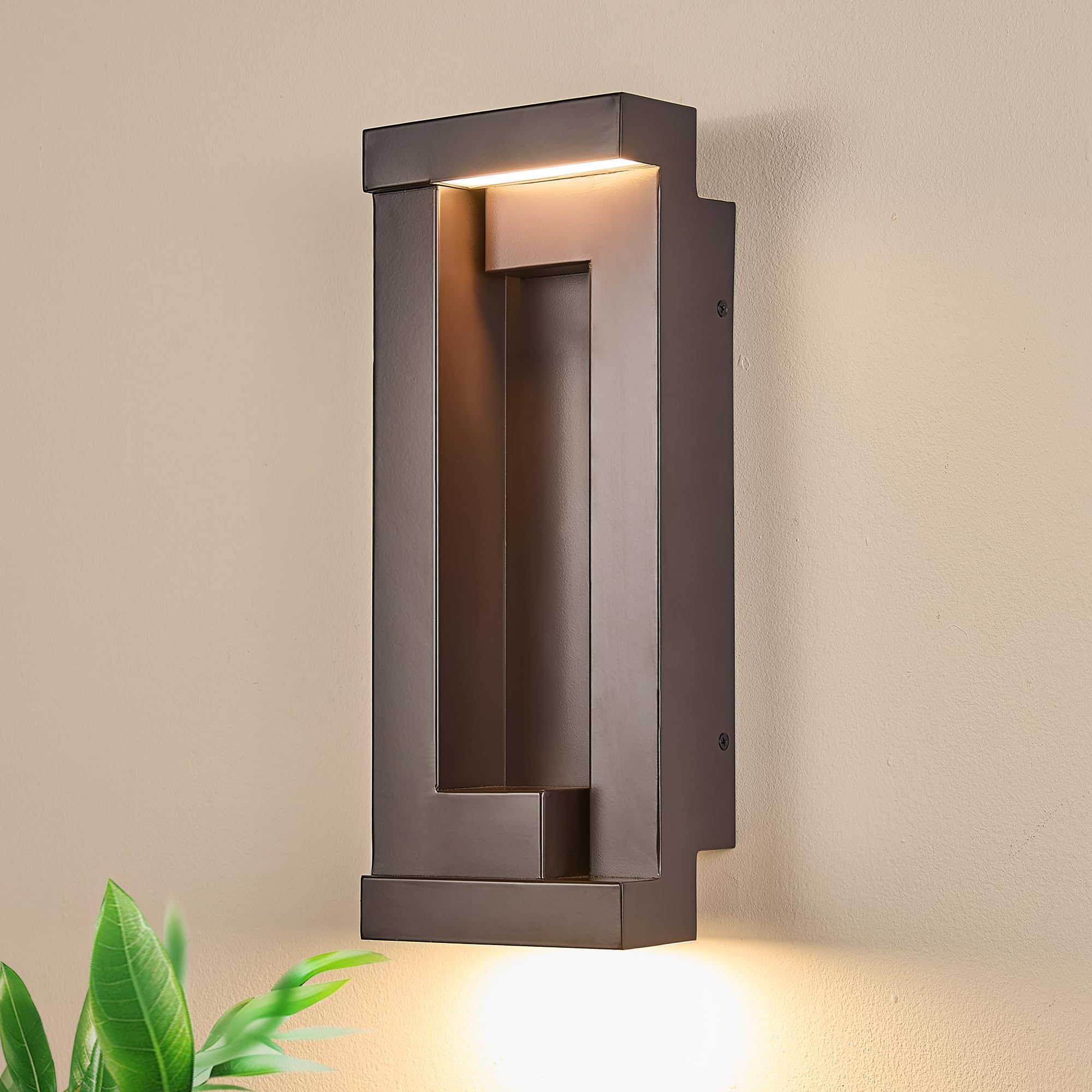 Tarentlight Modern Outdoor LED Wall Lights  15 H Outside Art Wall Sconce  Bronze Wall Mount Fixture with Integrated LED 24W 2200LM 3000K  IP65 Waterproof Exterior Lamp for House  Porch  Garage