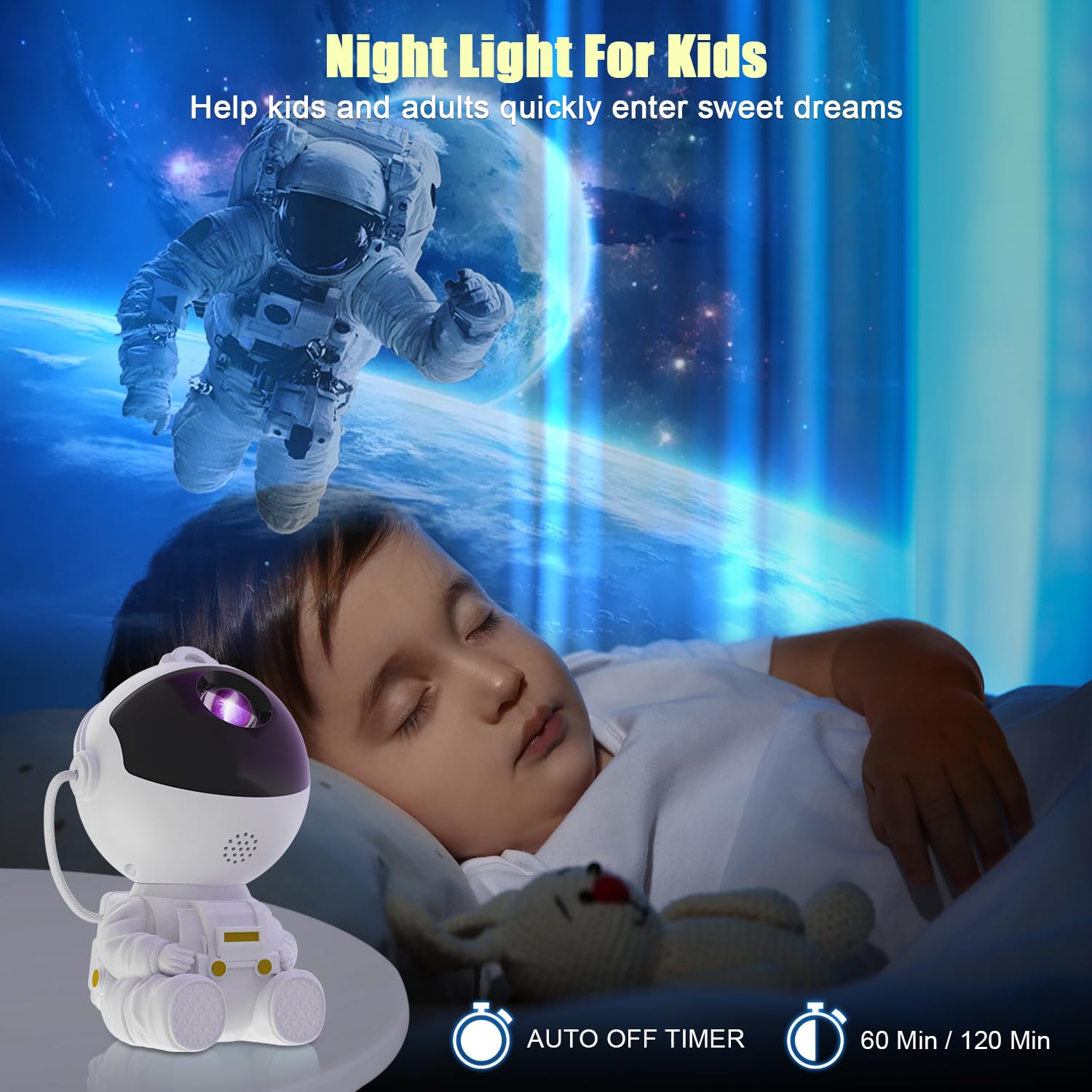 Astronaut Galaxy Projector - Star Projector Galaxy Light For Bedroom, Led Night Light For Kids Room With Timer And Remote, Room