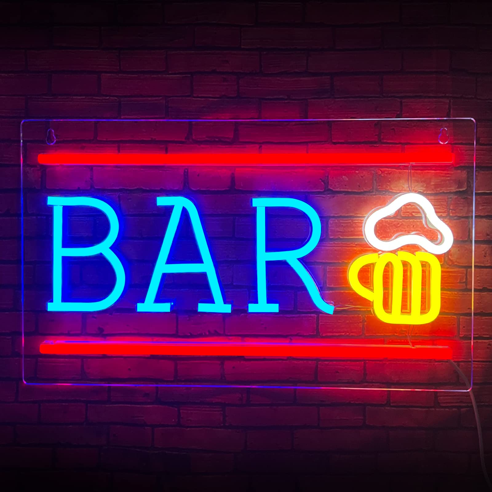 Bar Neon Sign, Beer LED Neon Light for Wall Decor, USB Powered Neon Bar Signs, Acrylic Bar Neon Lights for Man Cave, Bedroom, Home Bar, Store, Club, Bistro, Party, Christmas