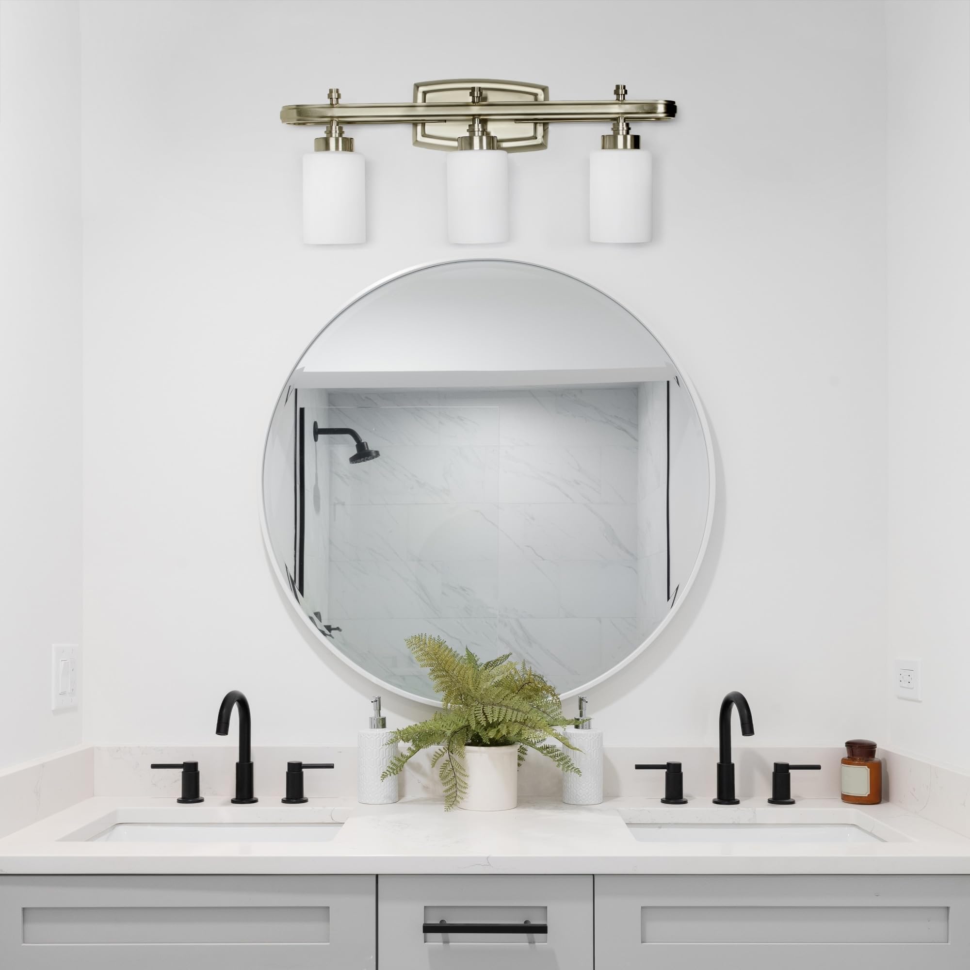 All The Rages Antique Brass 3-Light Glass & Metal Vanity Fixture