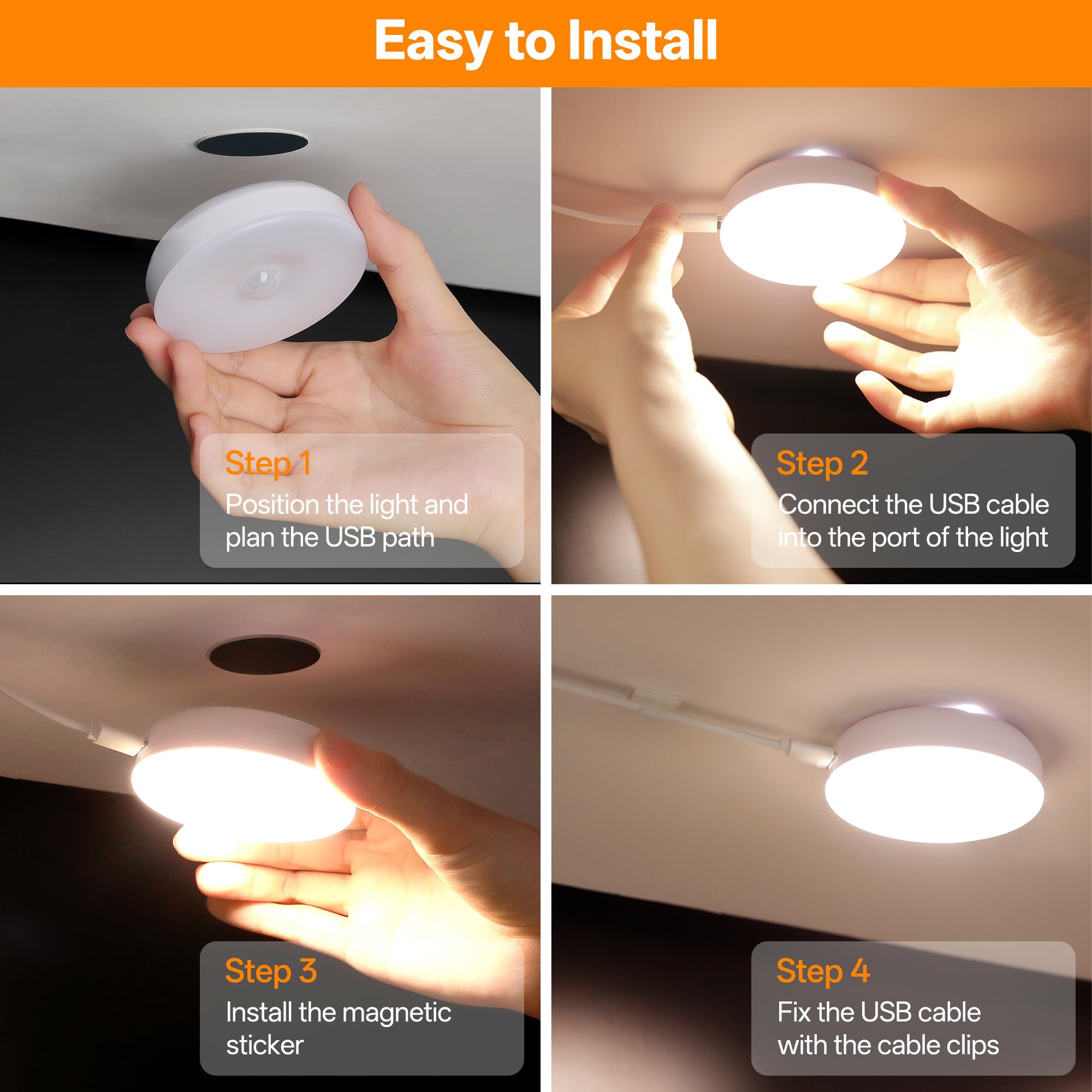 Homelist 3 Pack Under Cabinet Lighting Plug In  Motion Sensor Lights Indoor With Remote Control  Led Wired Stick-On Closet Lights For Kitchen/Shelf/Bar/Cupboard