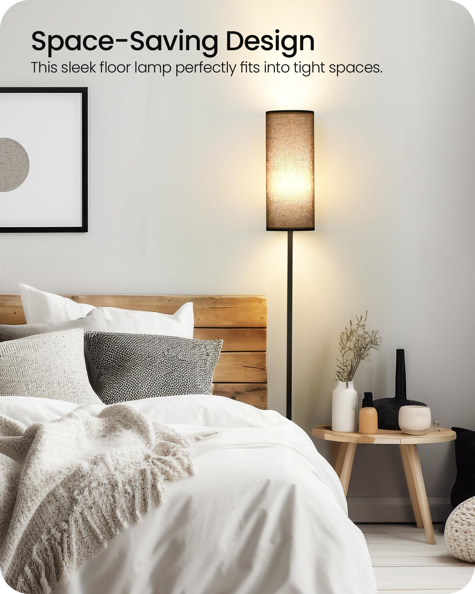 Goebleson Dimmable Floor Lamp With Remote, 66'' Tall Black Metal For Living Room & Bedroom