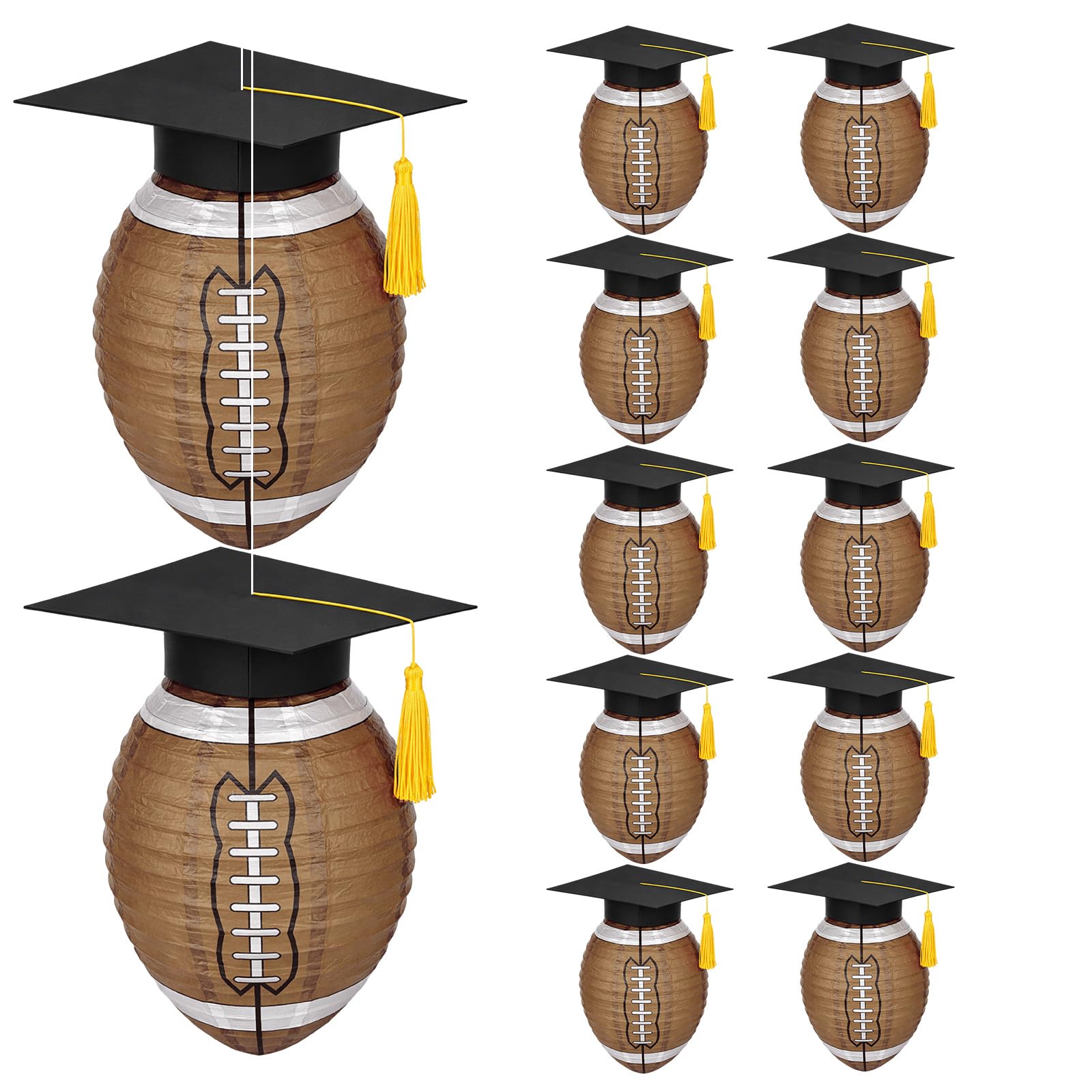 VIHOSE 12 Sets Football Graduation Party Decorations Graduation Football Lanterns Bulk 2026 Senior Night Decoration for Sports T