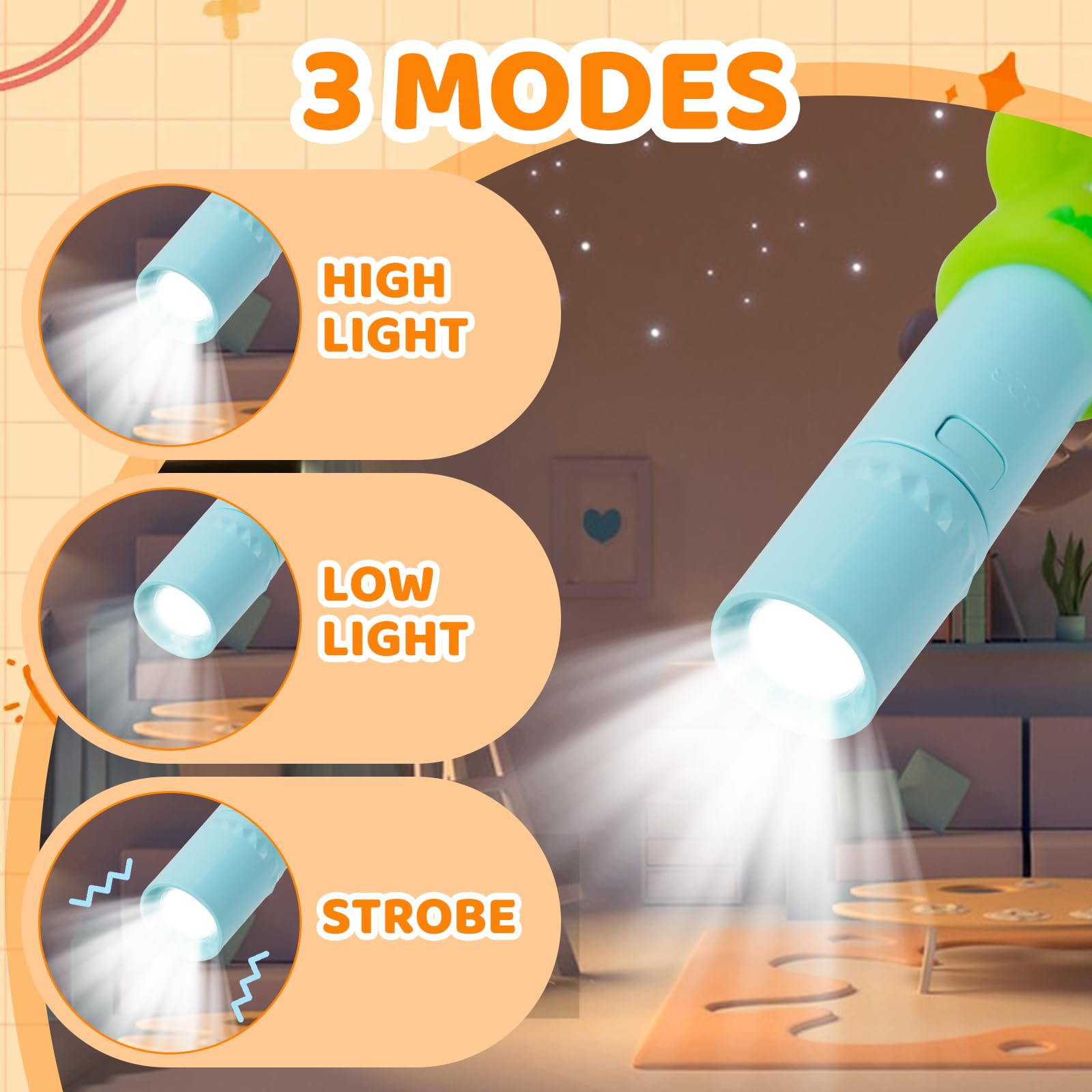 Darlur 4 Pack Small Mini Cute Kids Flashlight  Rechargeable Animal Flashlights For Boys Girls Christmas Gifts Stocking Stuffers