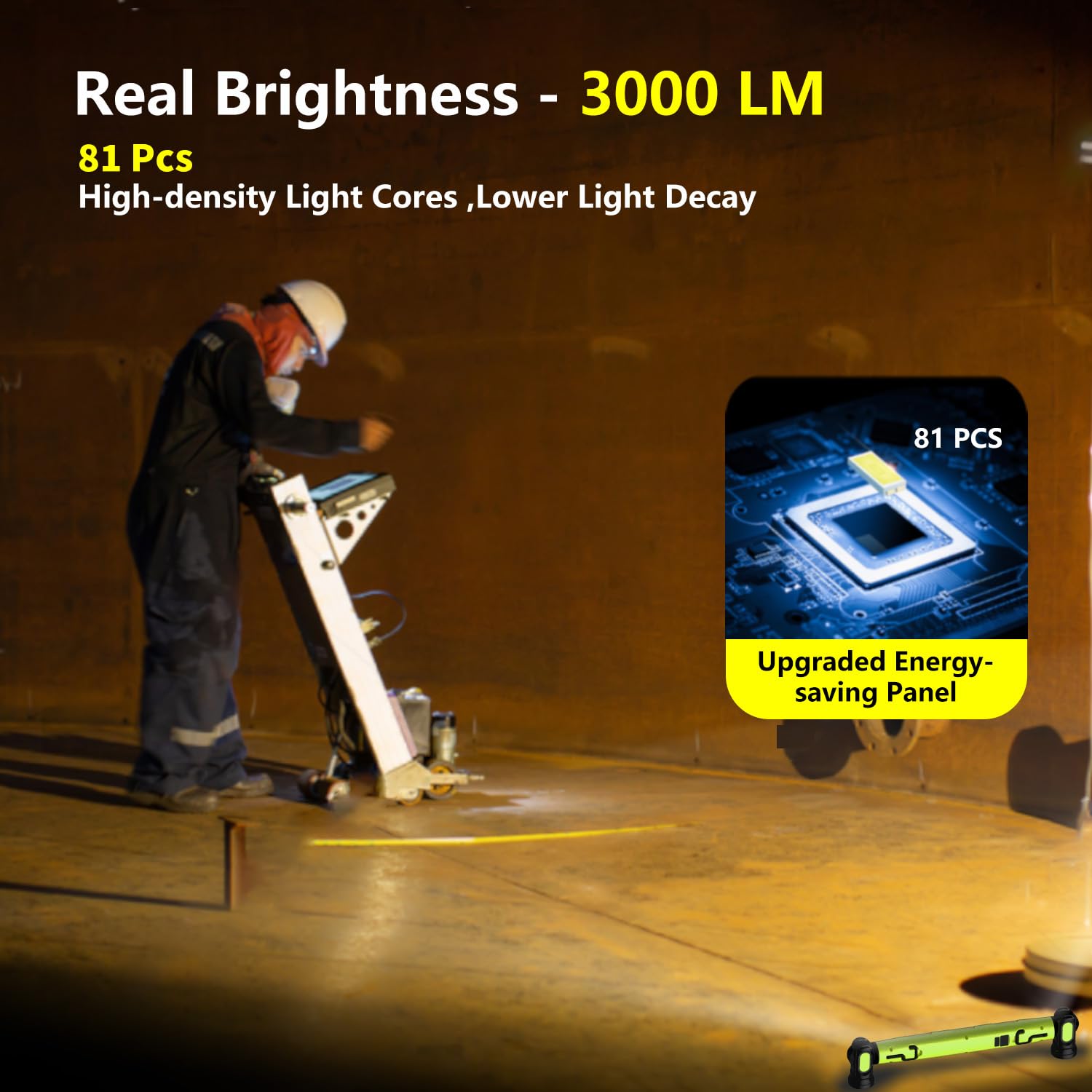 MechaniLite 3000LM Under Hood Work Light Bar, Cordless Rechargeable Magnetic Light, Green, Model UDL-G-CA