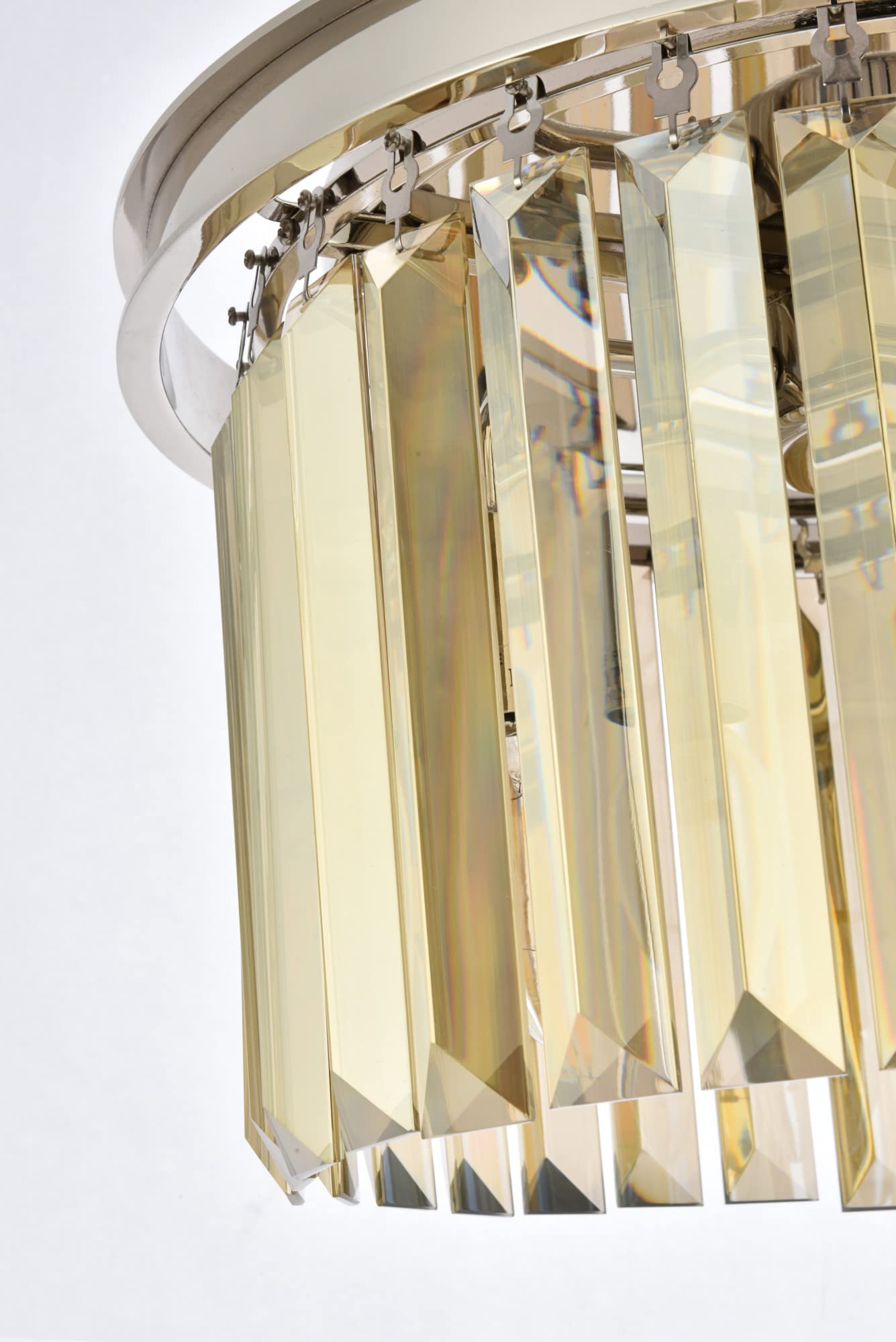 Elegant Lighting Sydney 3-Light Matte Black Flush Mount With Golden Teak Accent