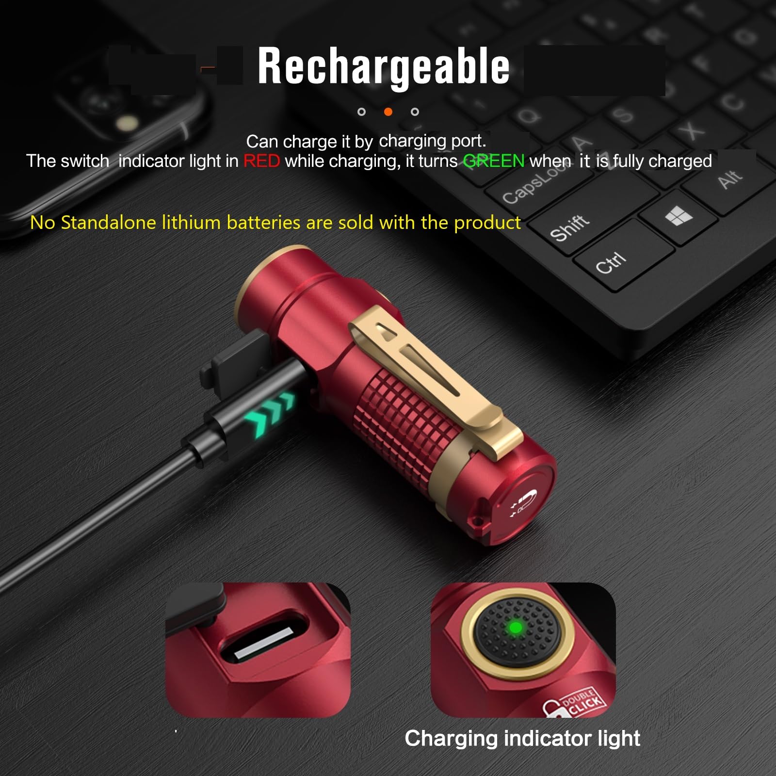 NICRON Mini Flashlight, 1200 lumens Rechargeable led flashlights high lumens with Clip on Flashlight, Tactical flashlights with