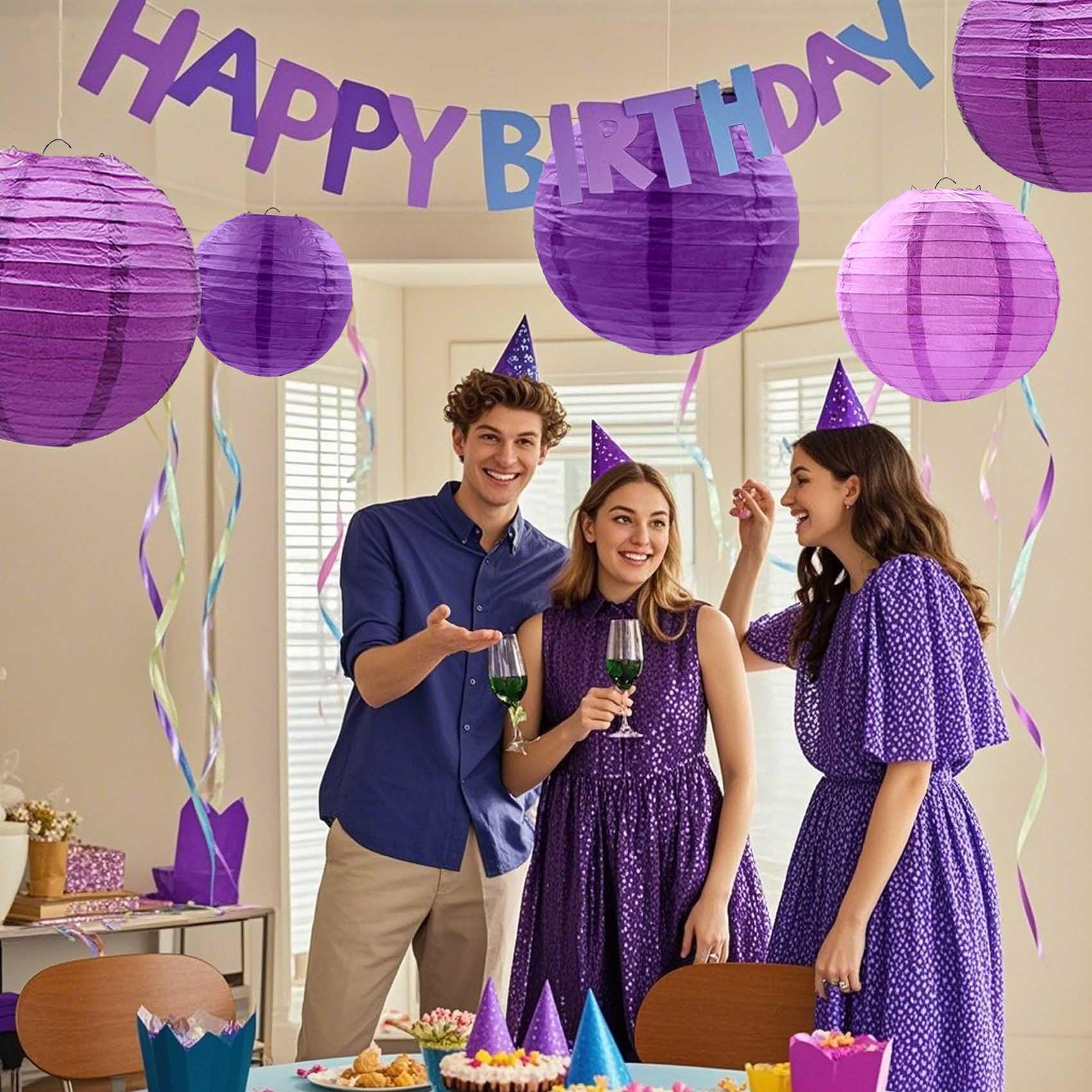 Purple Paper Lanterns 12Pcs Hanging Chinese Lanterns For Wedding Birthday Baby Shower Christmas Graduation Anniversary Other The