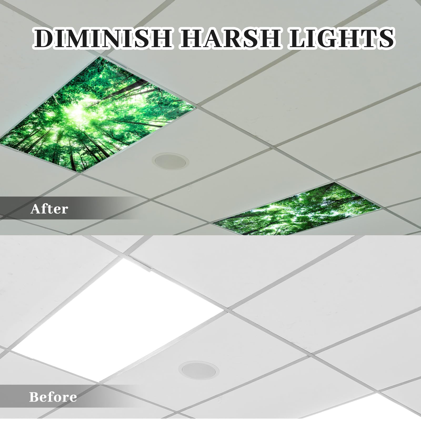 Roceei Pack Of 4 Fluorescent Light Covers For Ceiling Lights, 4 X 2 Ft, Magnetic Light Covers For Classroom Office Home School(F